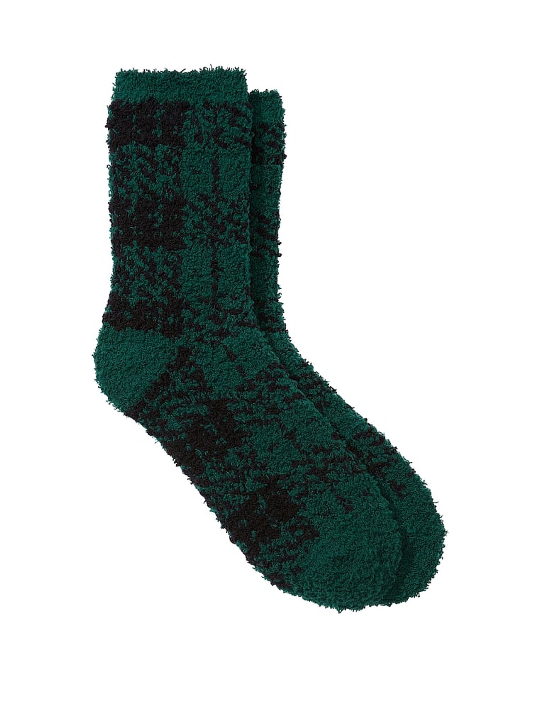 Black Ivy Green Plaid Marshmallow Sock - Image 1 of 1