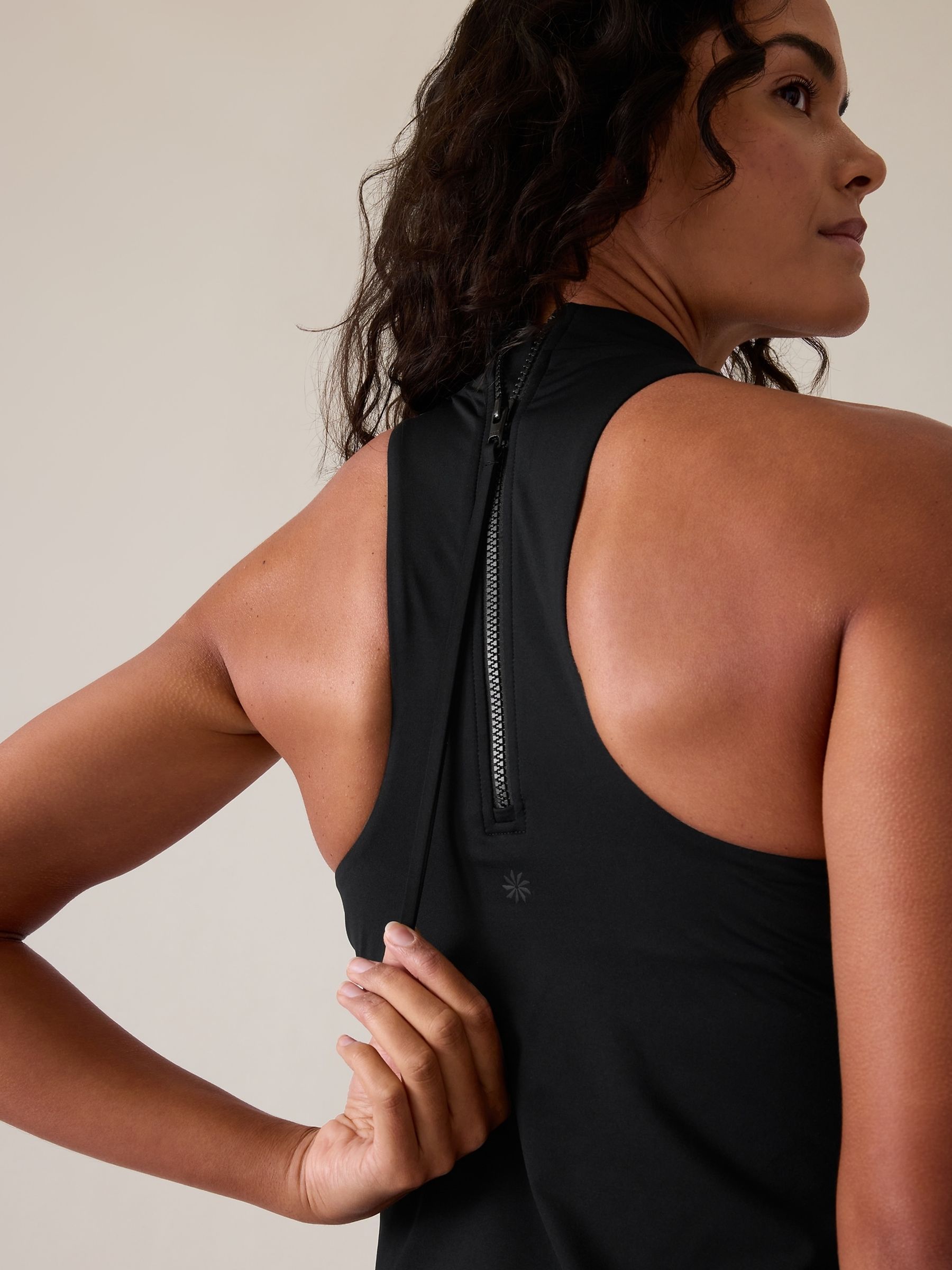 Athleta Black Maldives Sport Zip Tankini Swim Top - Image 3 of 5