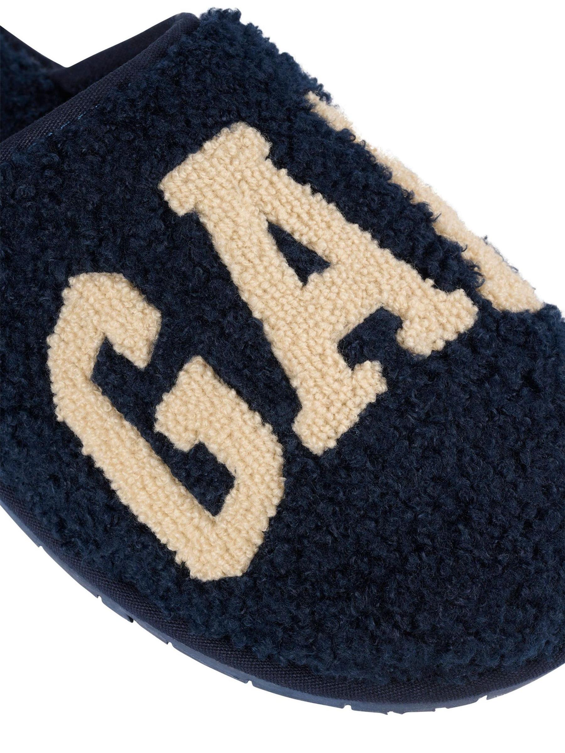 Navy Blue Men's Plano Logo Borg Slippers - Image 4 of 5