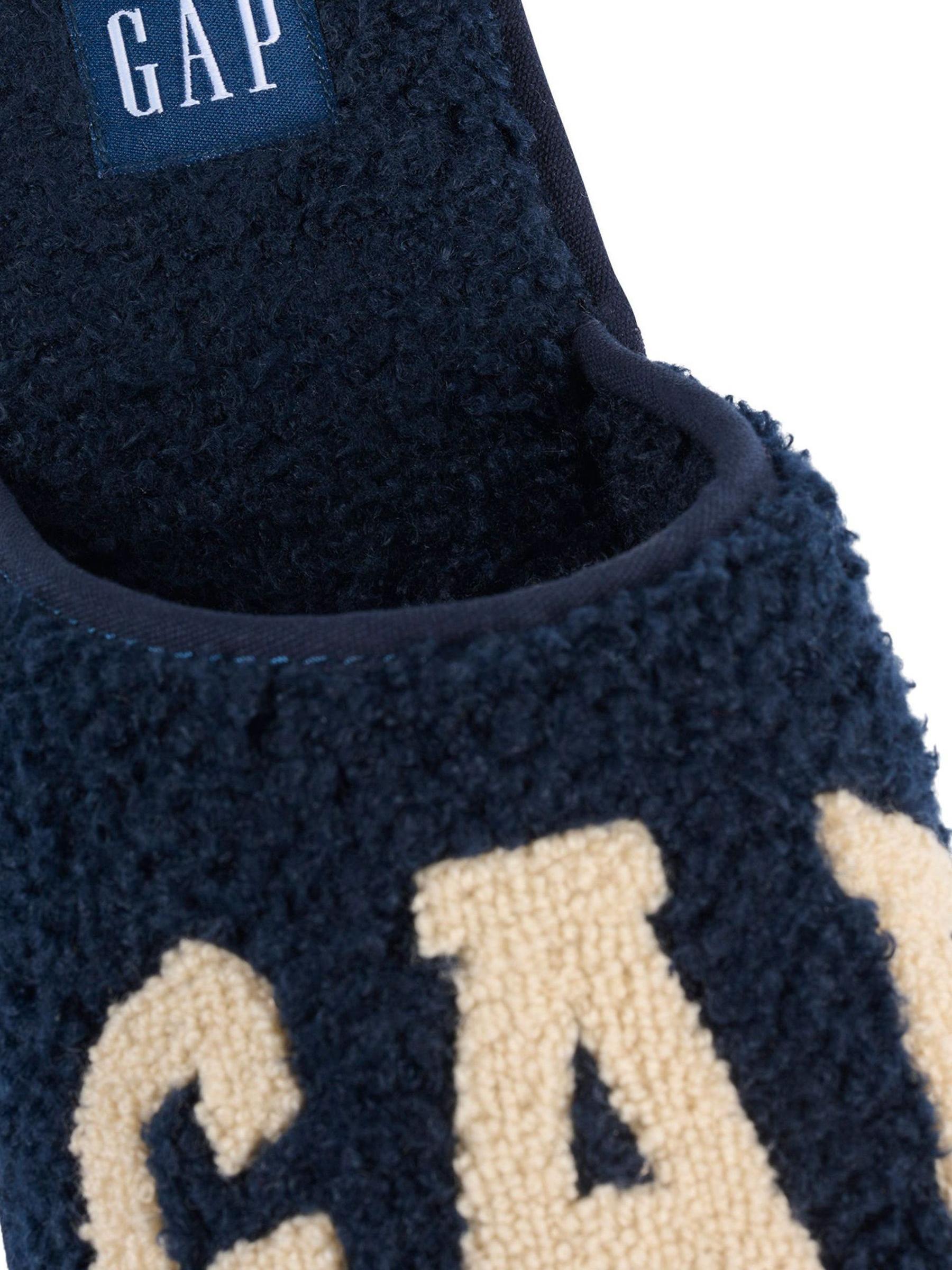Navy Blue Men's Plano Logo Borg Slippers - Image 5 of 5