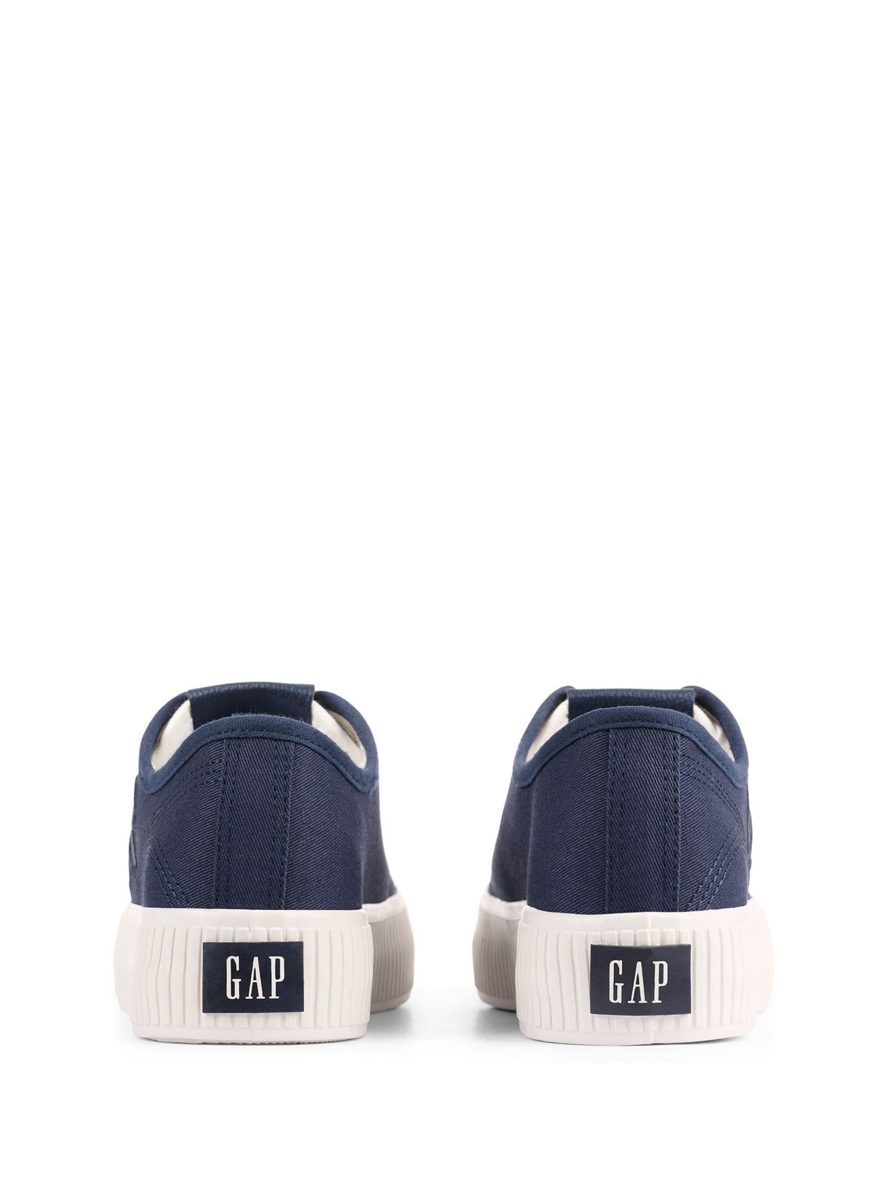 Navy Blue Jackson Low Top Canvas Platform Trainers - Image 3 of 5