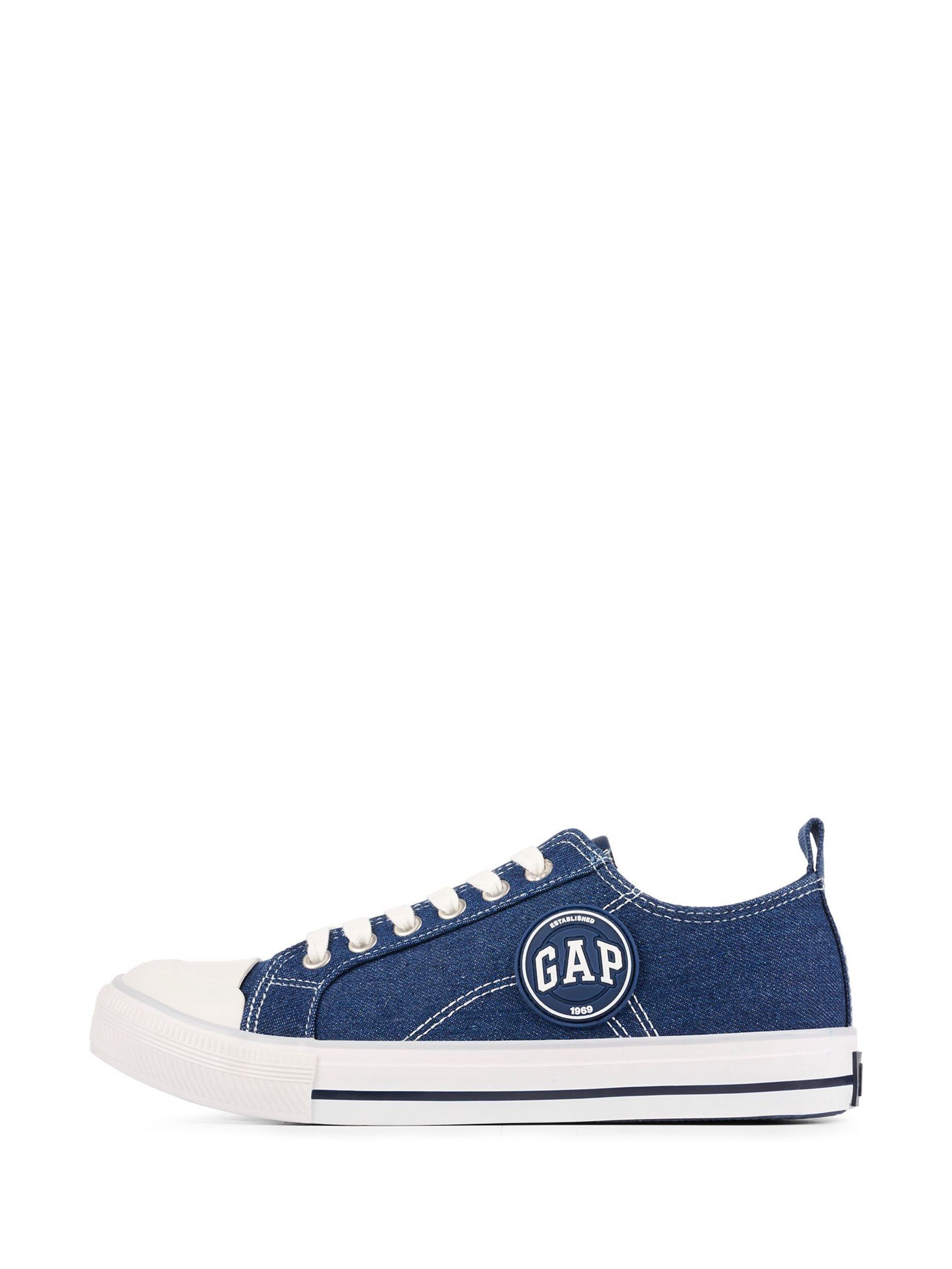 Navy Blue Houston Low Top Canvas Trainers - Image 2 of 5