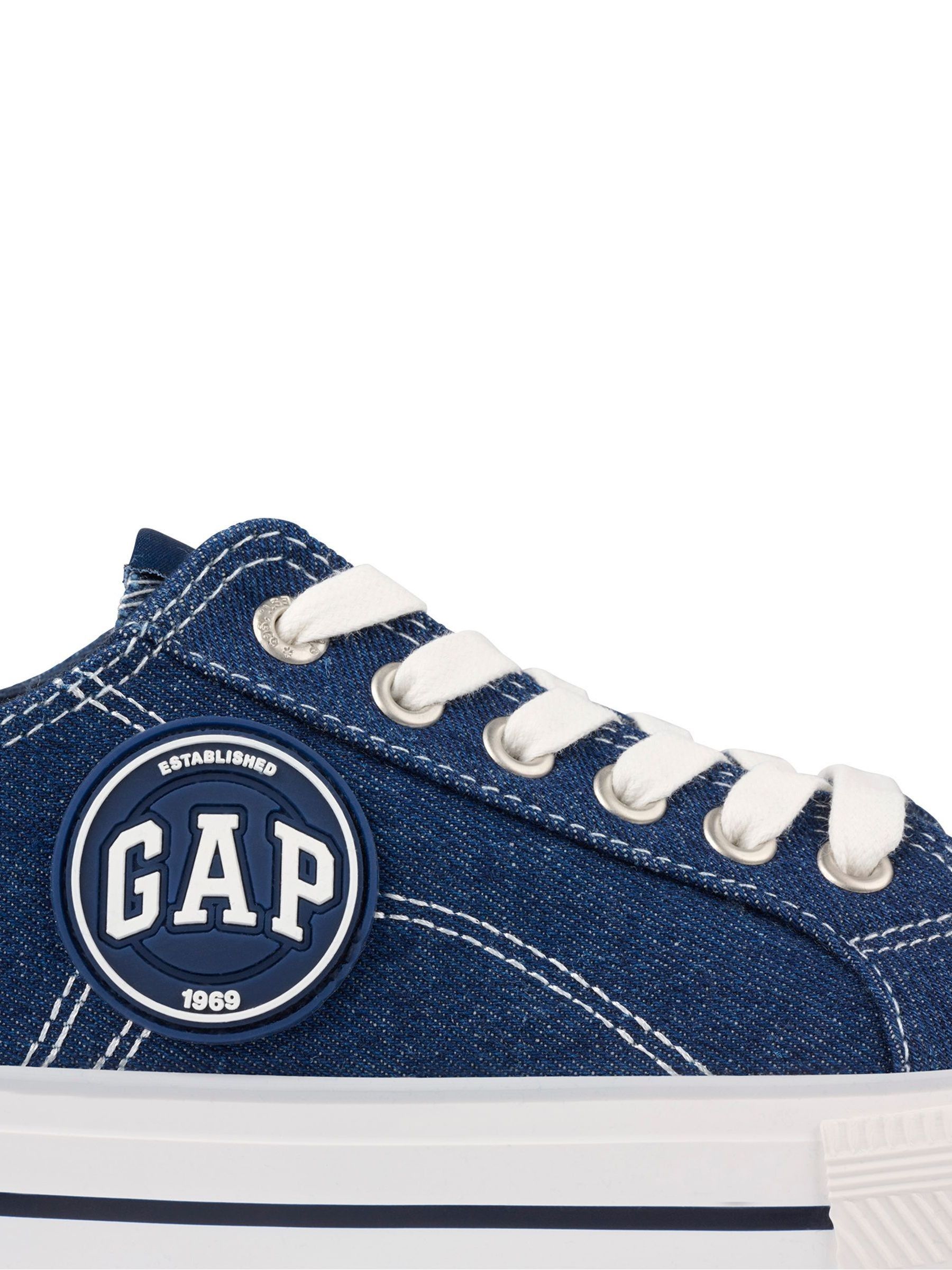 Navy Blue Houston Low Top Canvas Trainers - Image 4 of 5