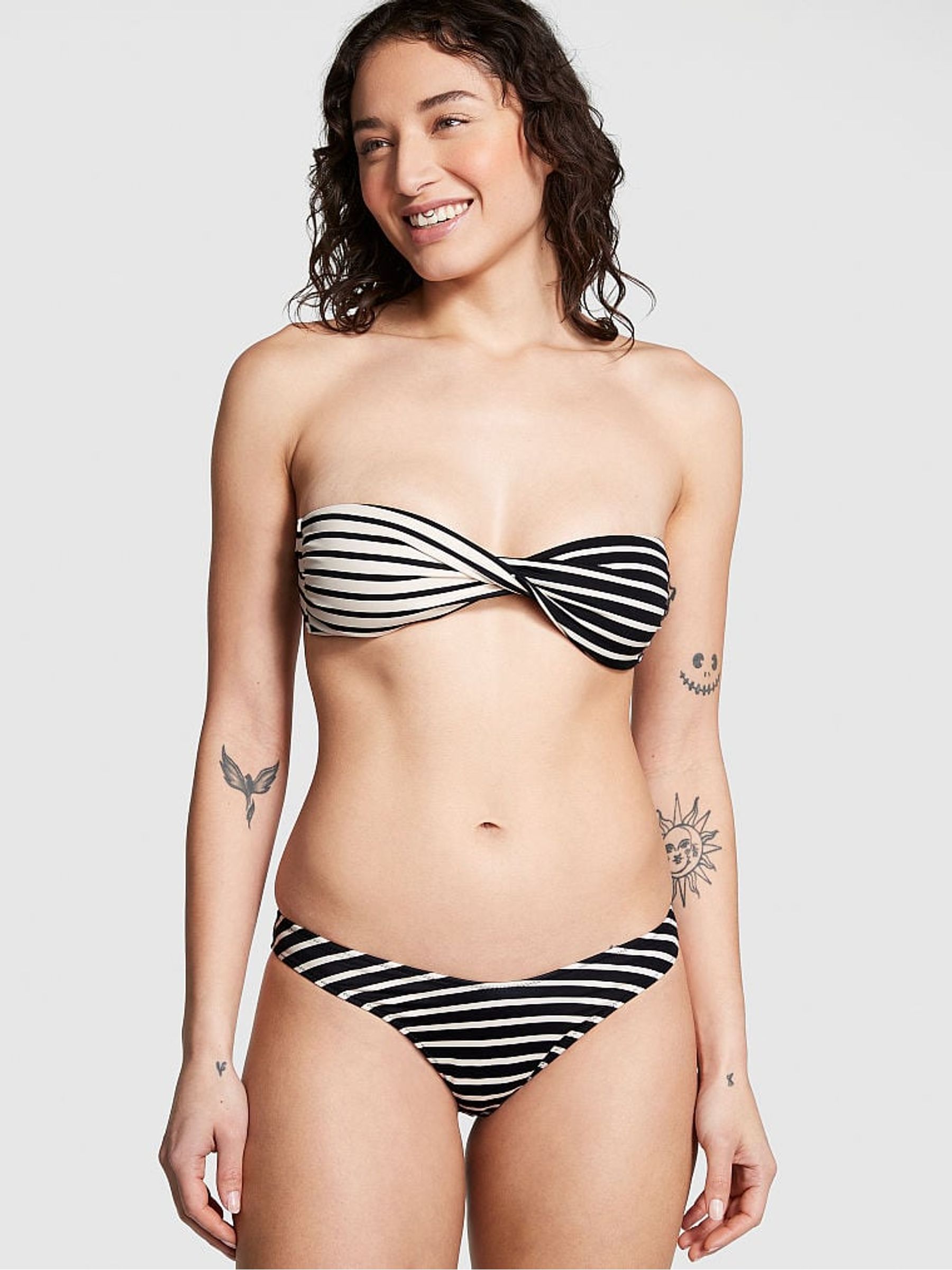 Black And Creamer Stripe Strapless Bikini Top - Image 1 of 3