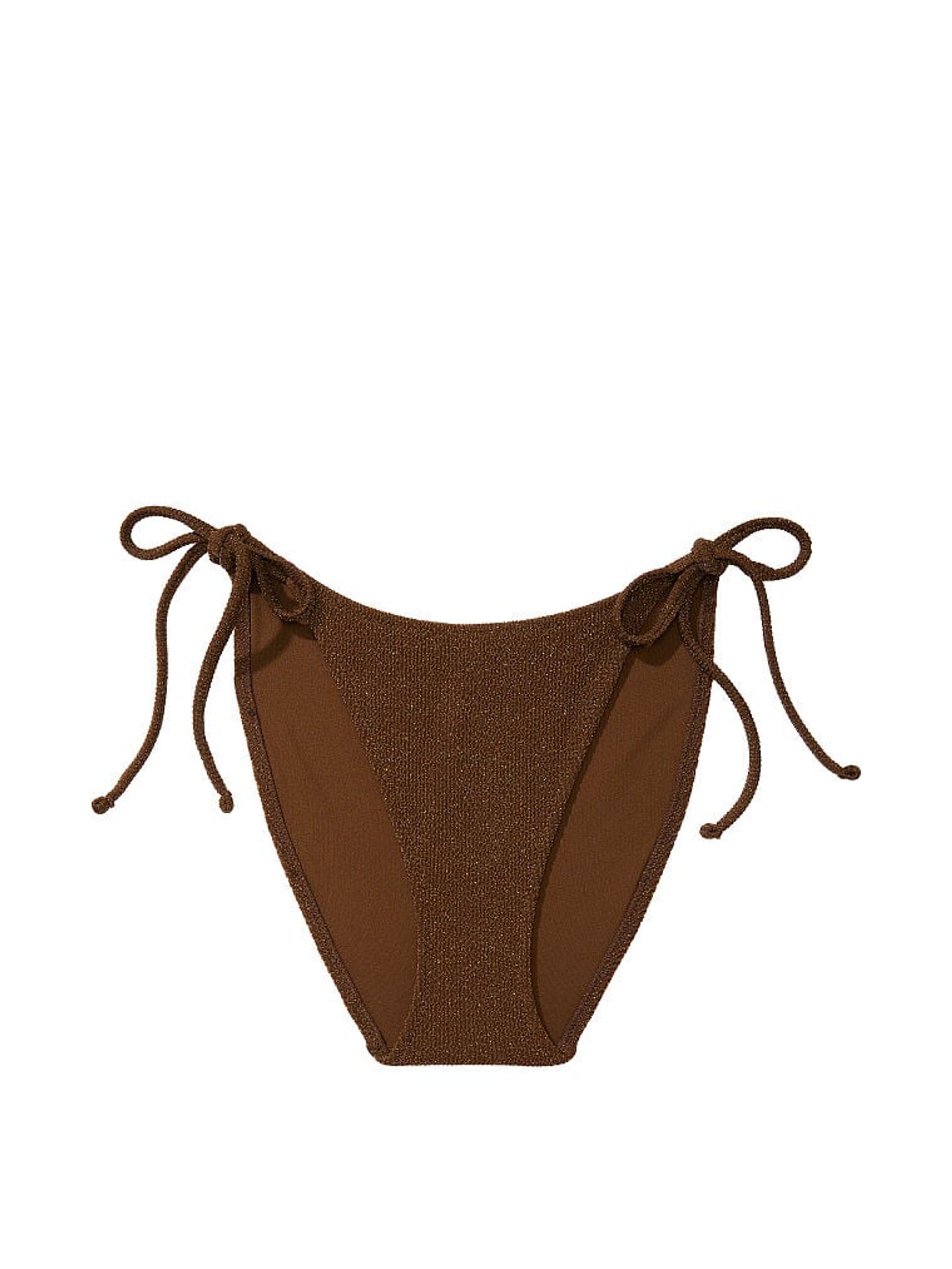 Ganache Brown Shimmer Tie Side Bikini Bottom - Image 3 of 3