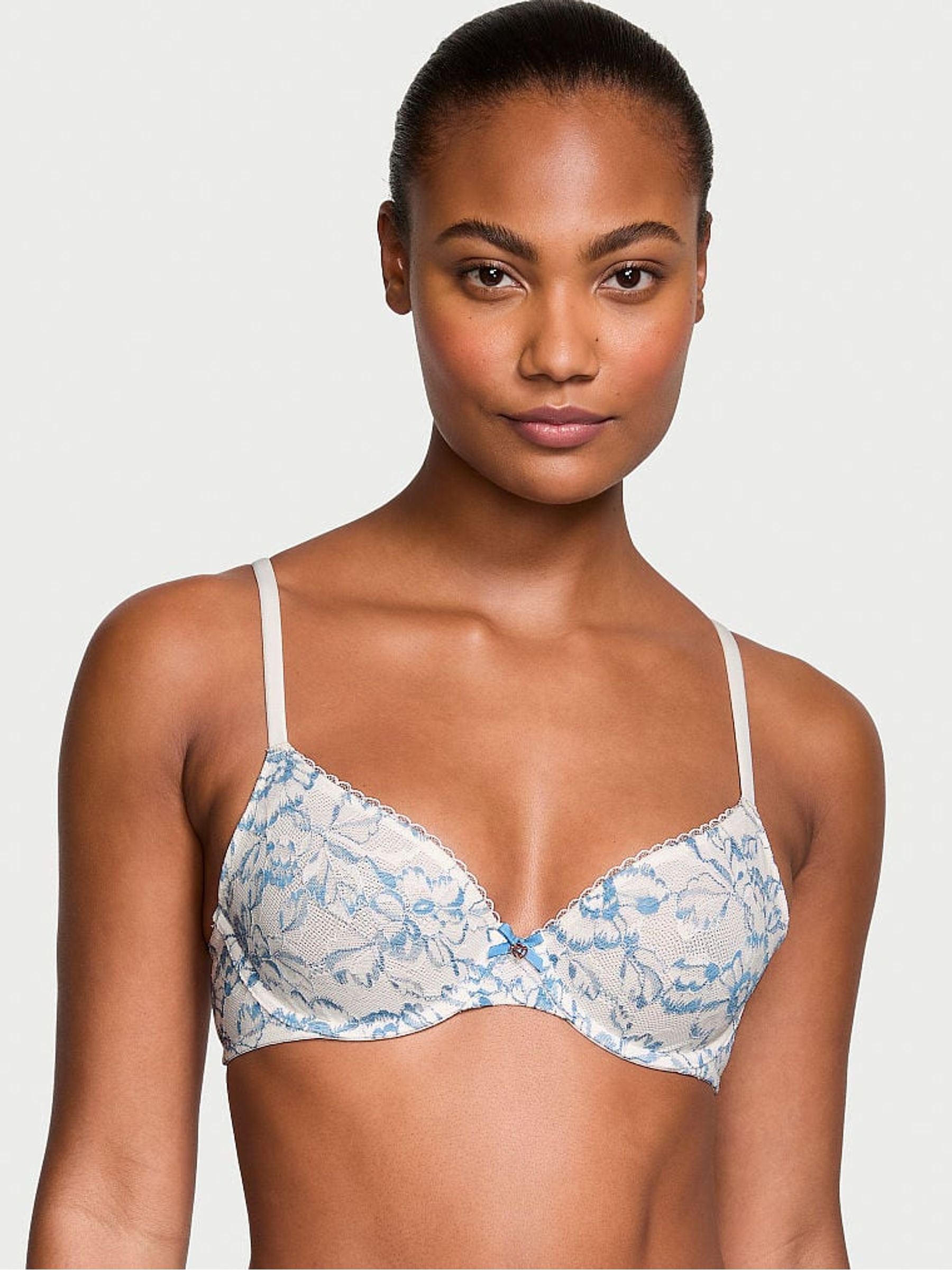 Coconut White Floral Lace Unlined Demi Invisible Lift Bra - Image 1 of 1