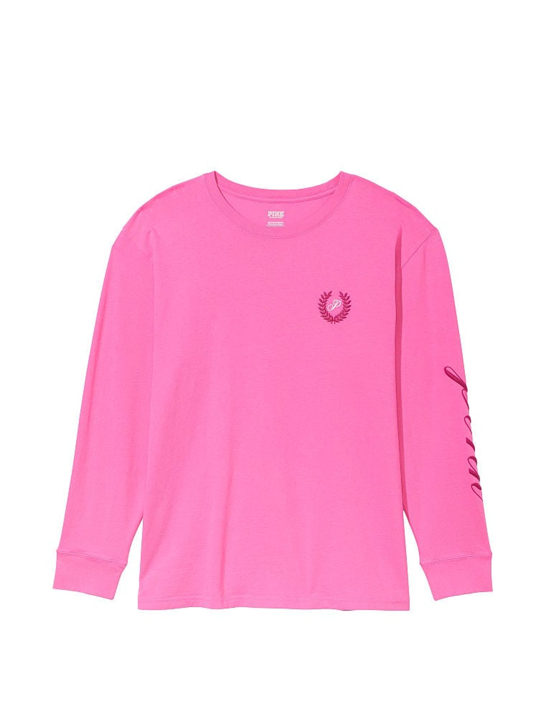 Sizzling Strawberry Pink Long Sleeve Oversized Campus T-Shirt - Image 3 of 3