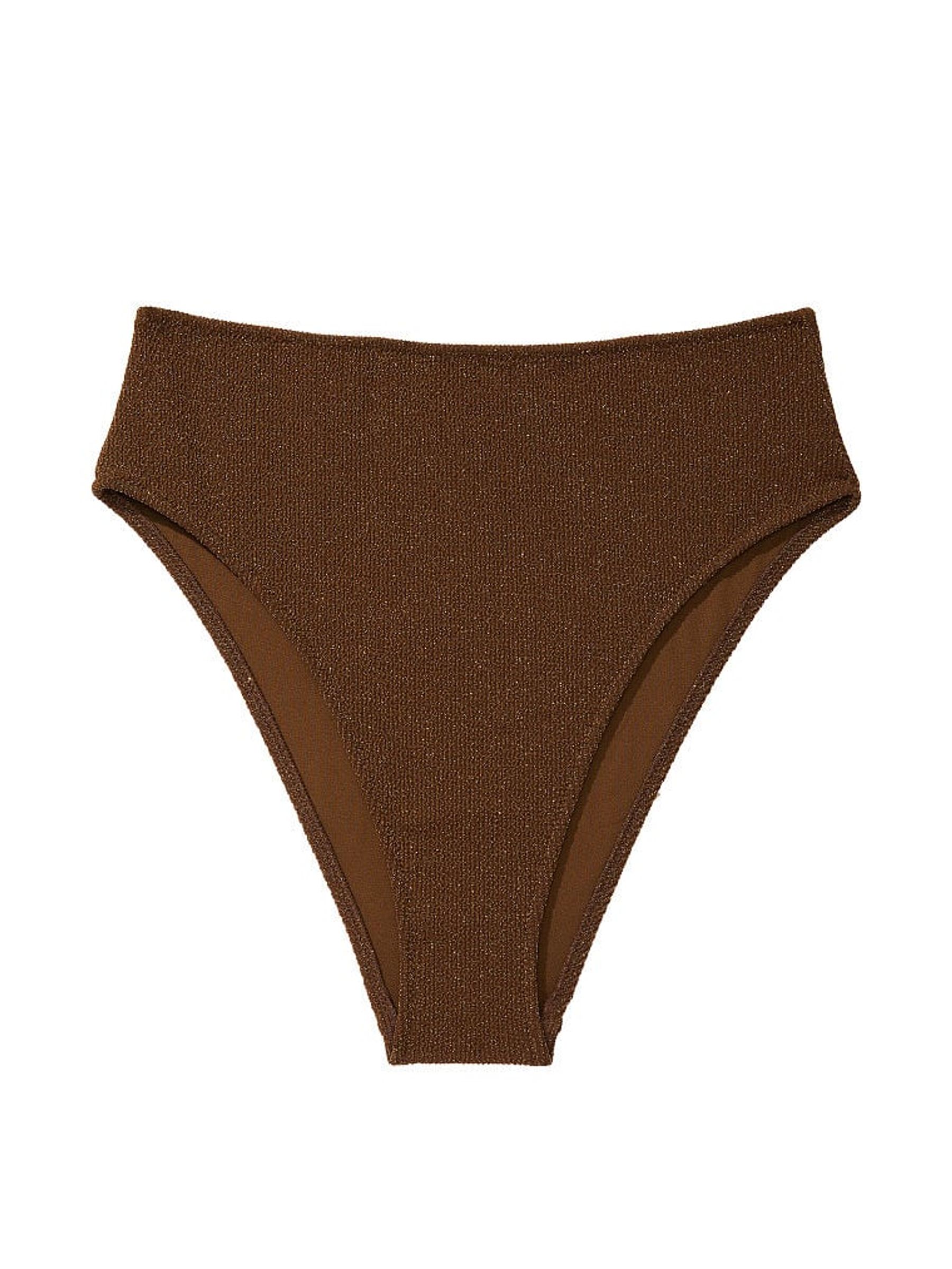 Ganache Brown Shimmer High Waisted Bikini Bottom - Image 3 of 4