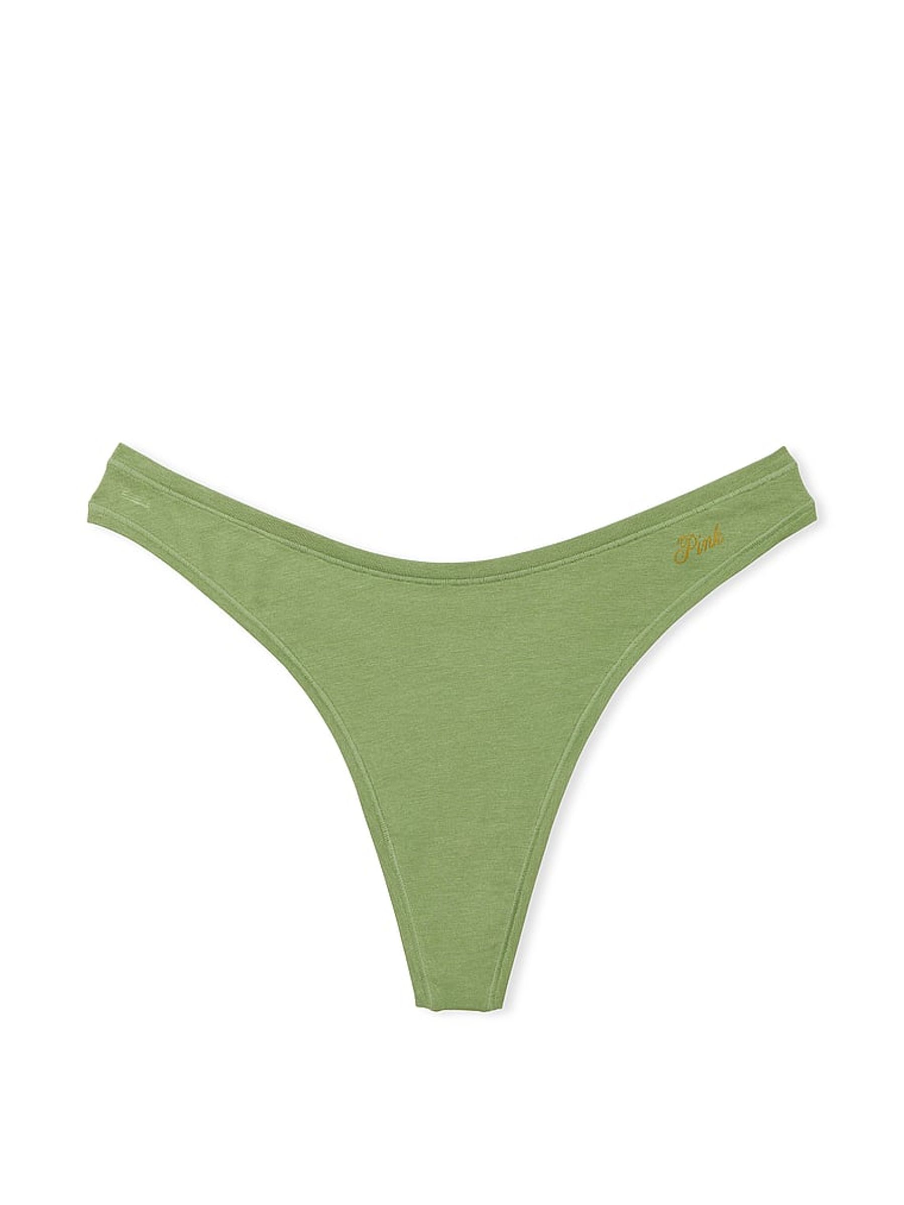 Wild Grass Green Cotton Thong Knickers - Image 3 of 3