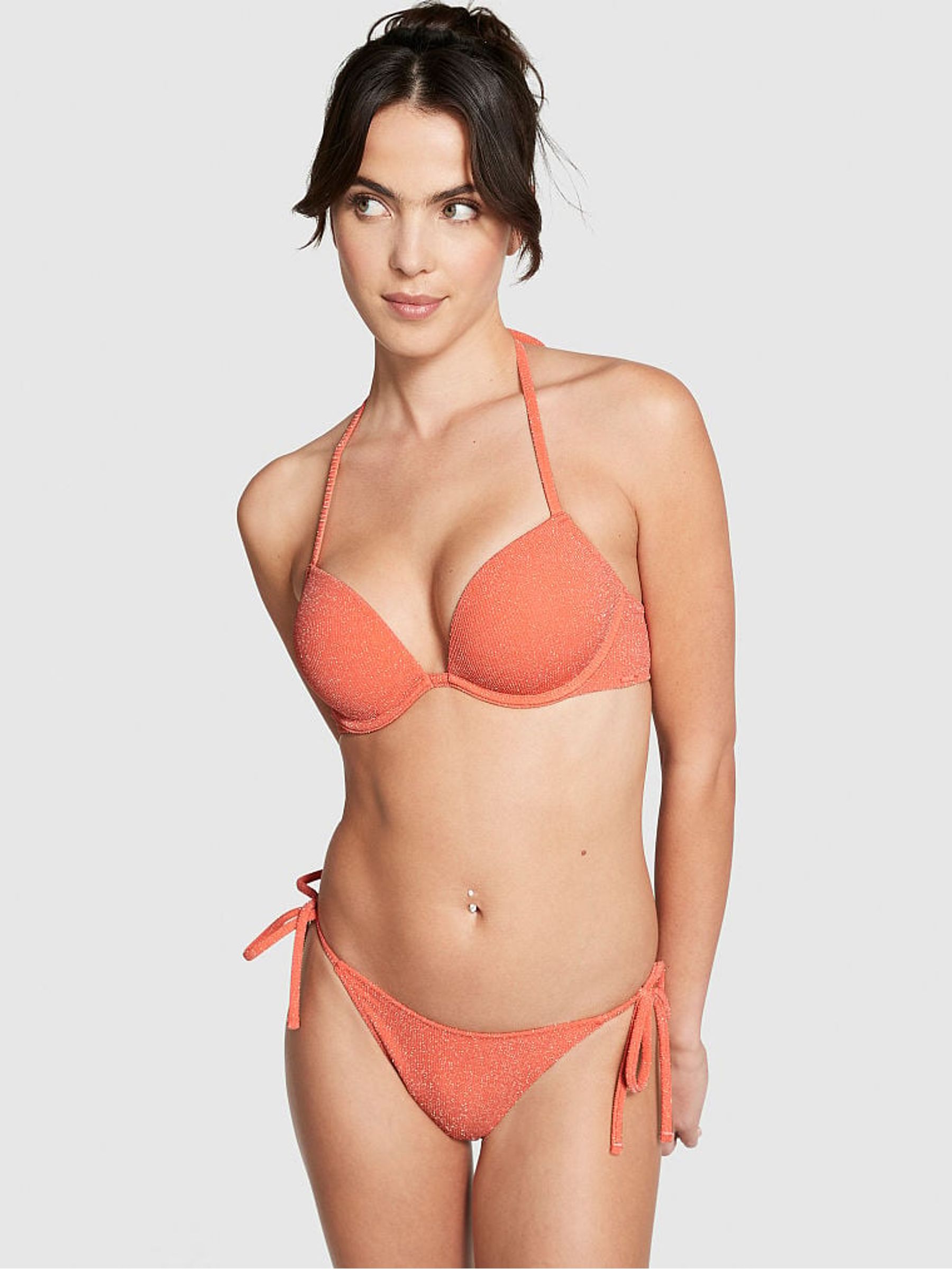 Deep Coral Orange Add Cups Push Up Bikini Top Victoria's Secret UK