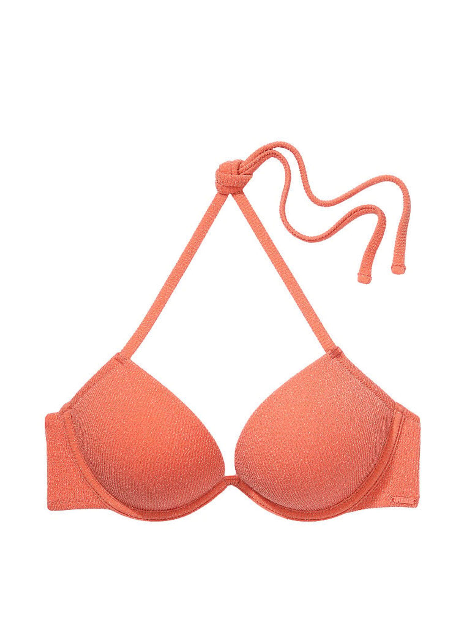 Deep Coral Orange Add 2 Cups Push Up Bikini Top - Image 3 of 3