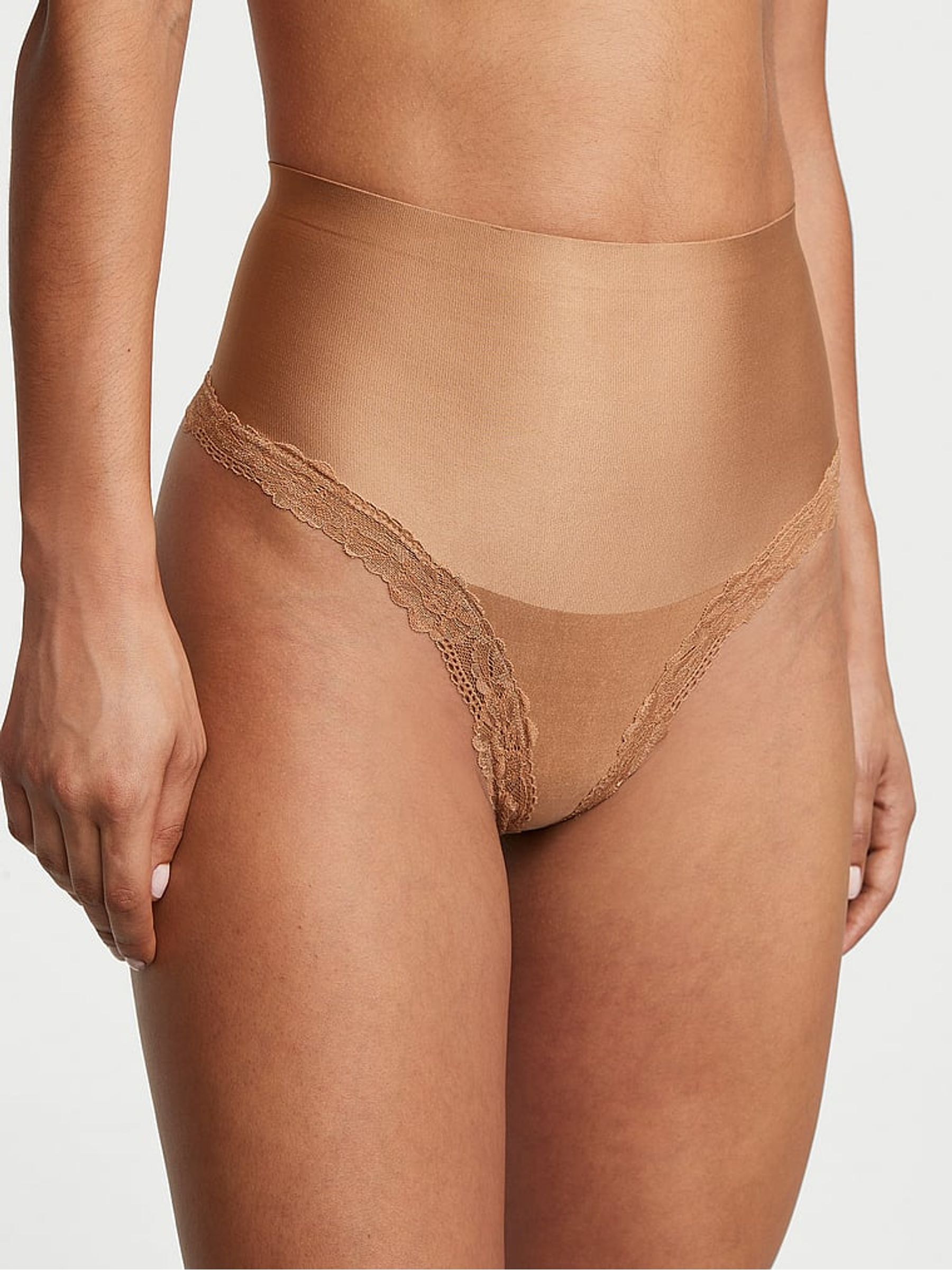 Toffee Nude Lace Trim Thong Shaping Knickers - Image 2 of 4