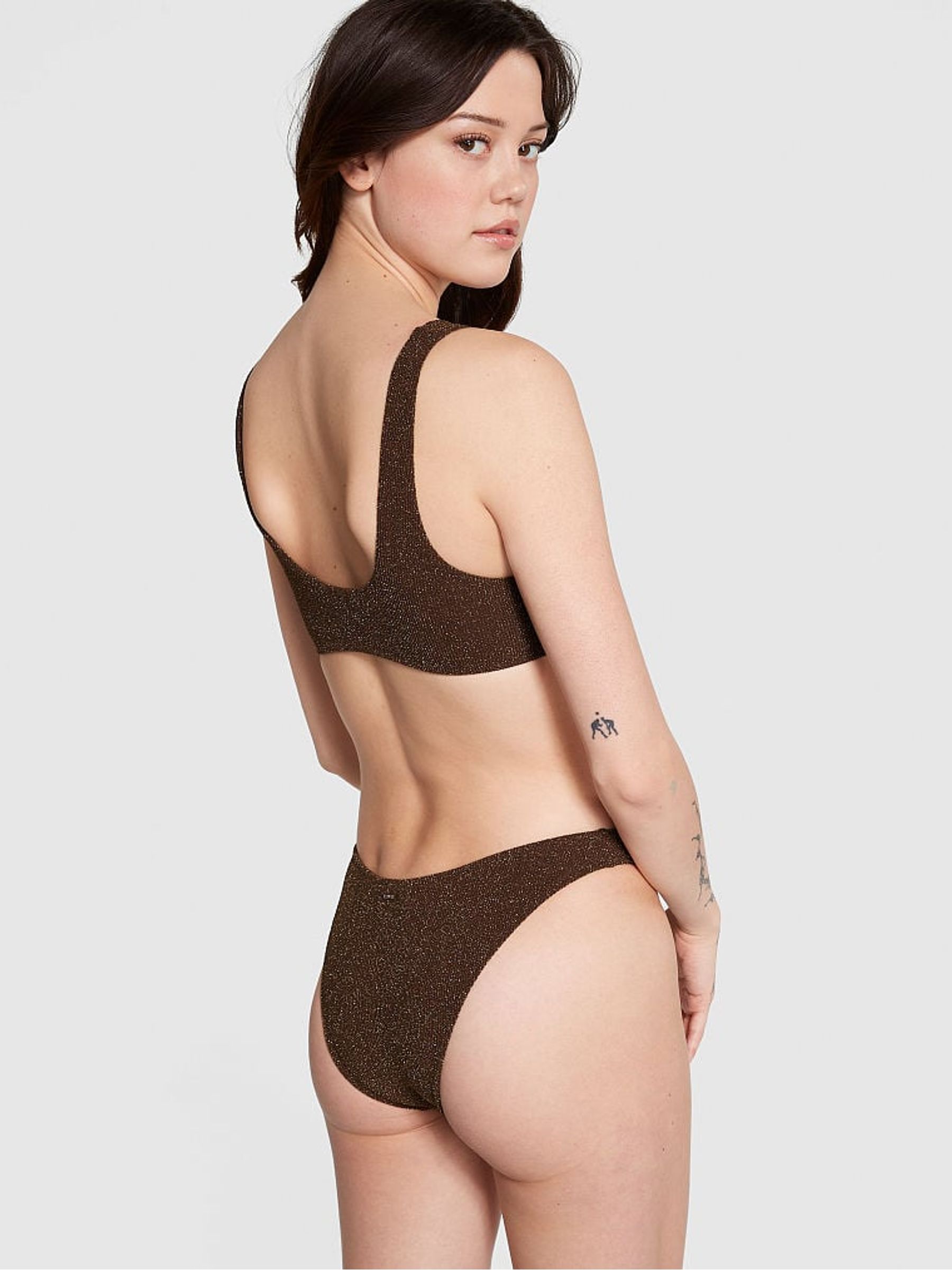 Ganache Brown Shimmer Brazilian Bikini Bottom - Image 2 of 3