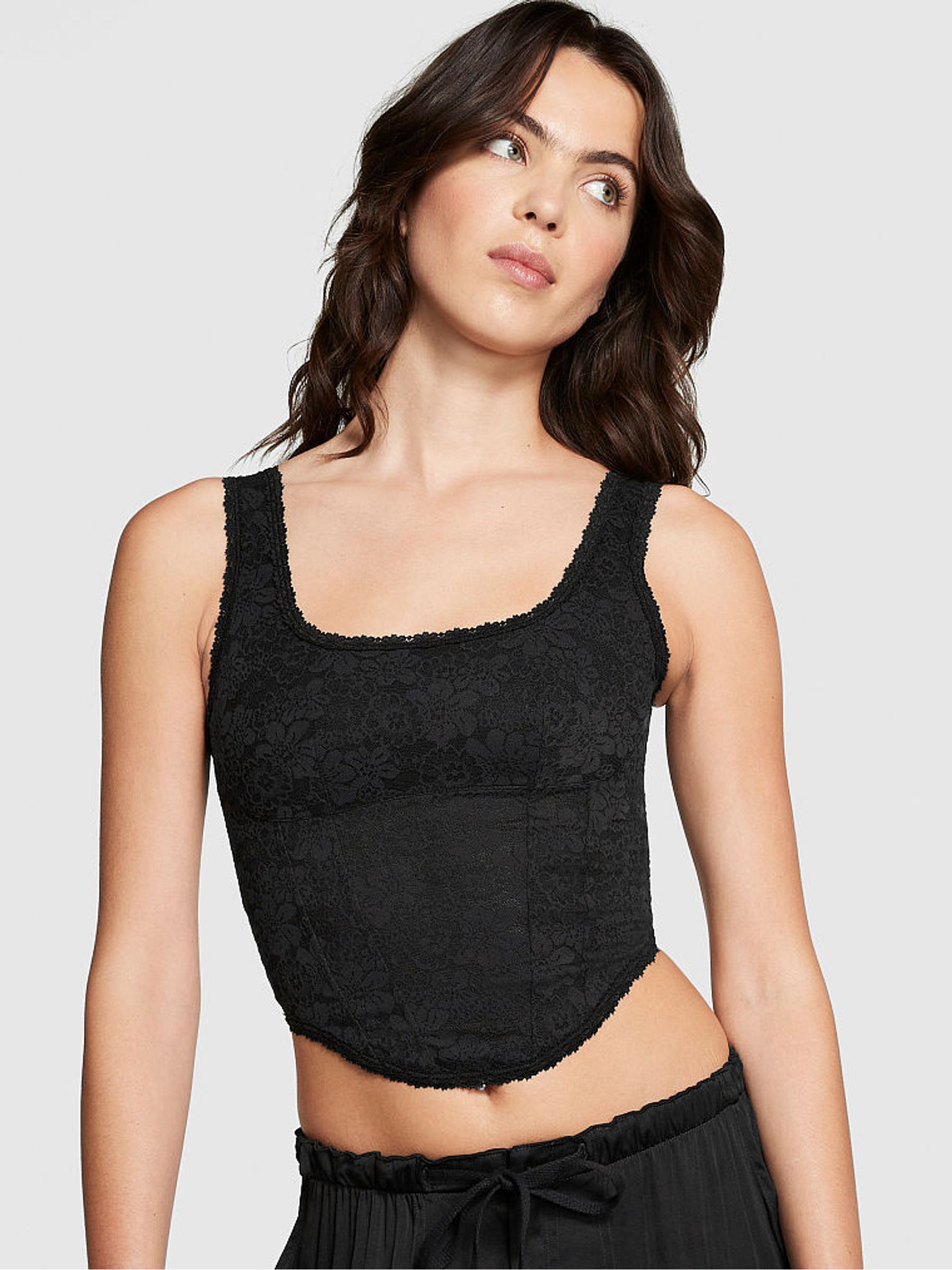 Pure Black Lace Corset Bra - Image 1 of 4