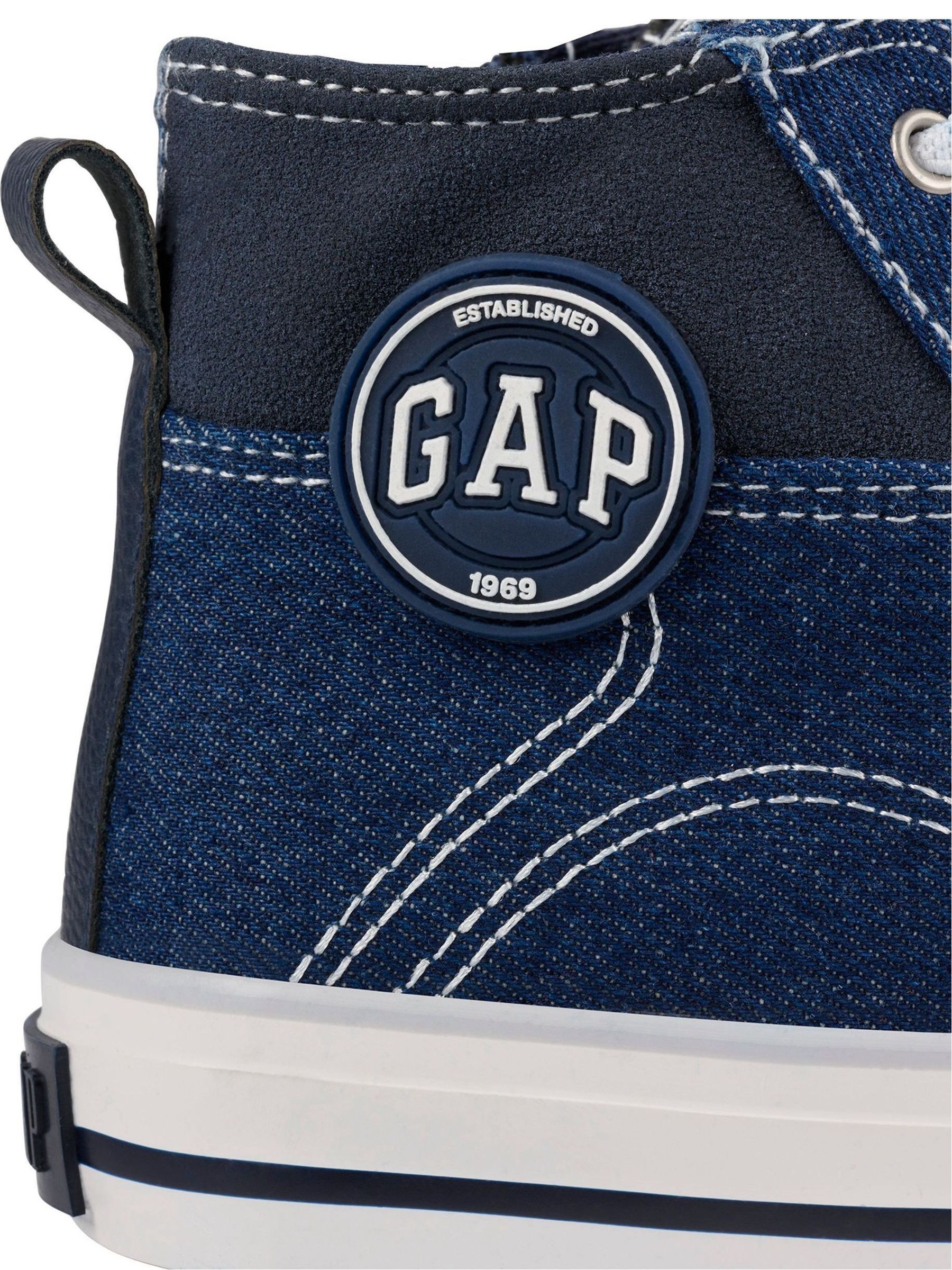 Navy Blue Houston Denim High Top Trainers -  Kids - Image 2 of 3