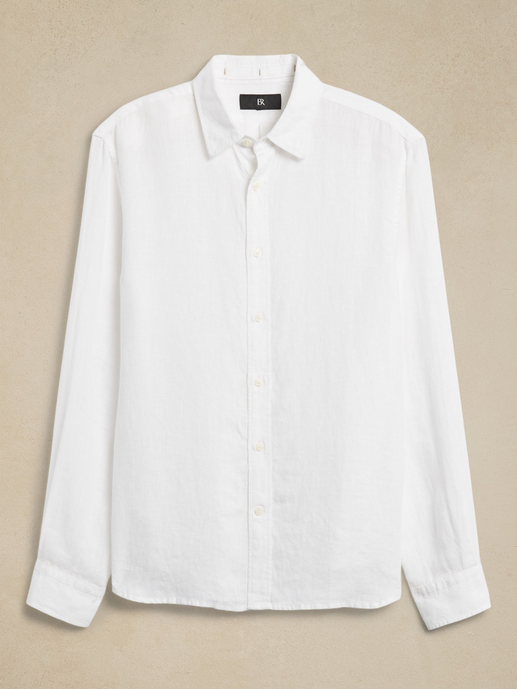 Banana Republic White 100% Linen Castelletto Long Sleeve Shirt - Image 4 of 4