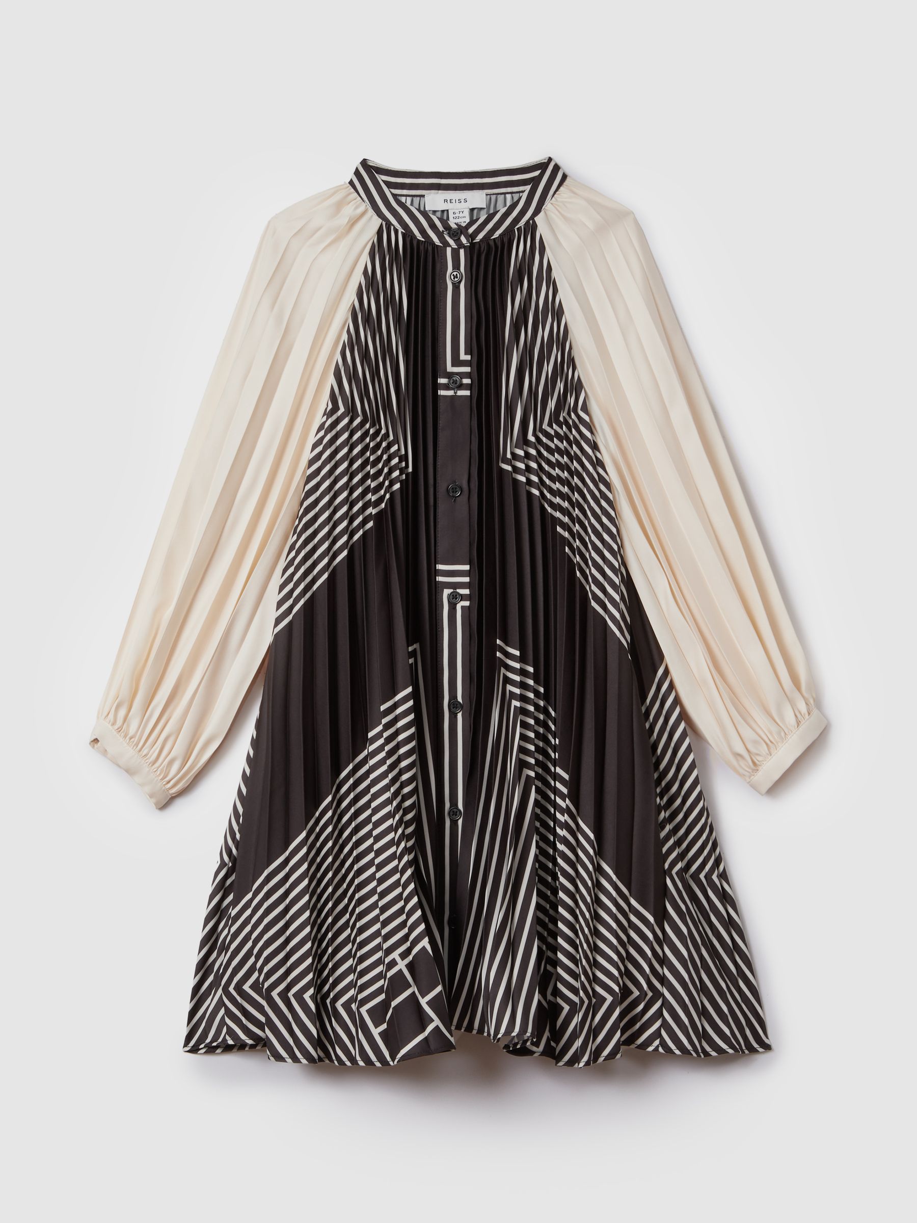 Teen Printed Pleated Dress in Navy - Image 2 of 6