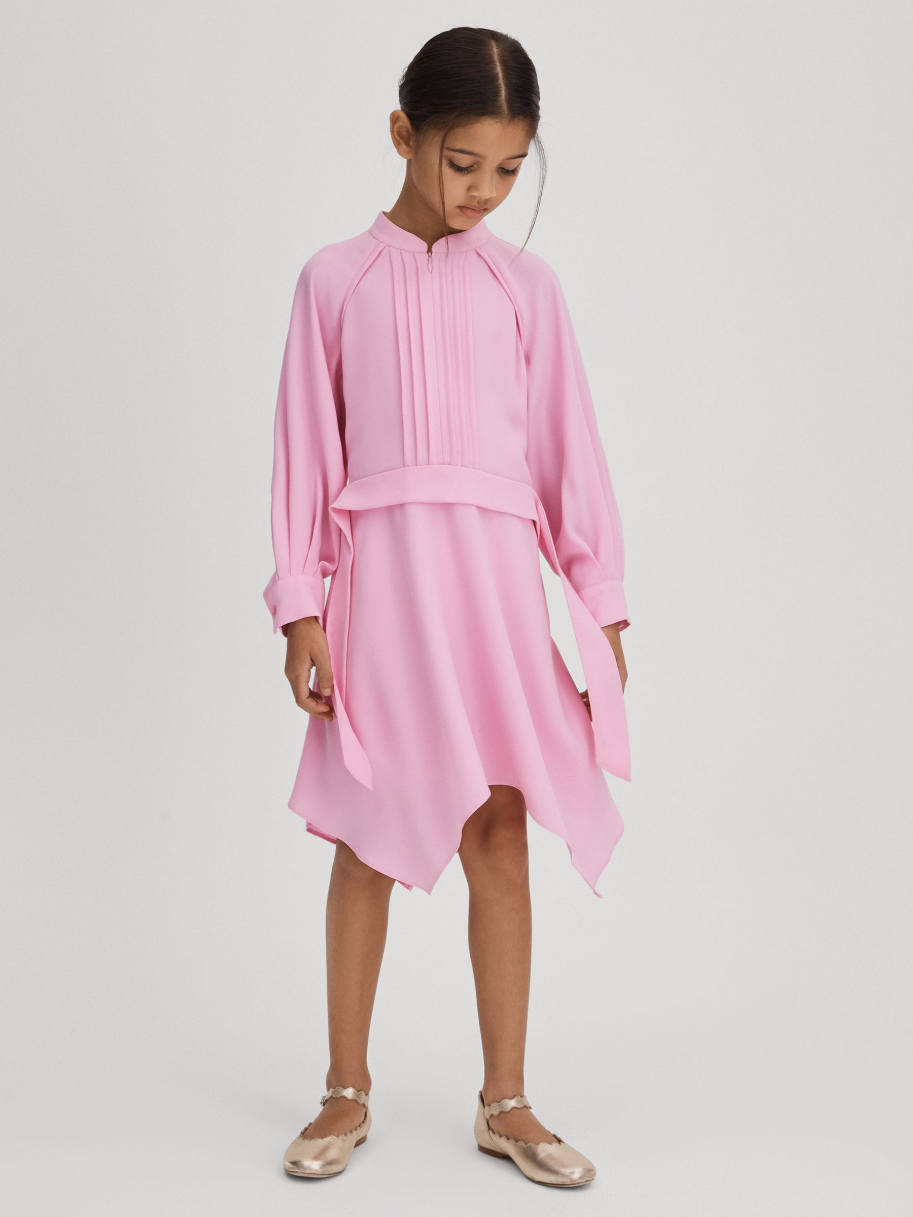 4-9 yrs Zip Front Asymmetric Dress in Pink - Image 3 of 6