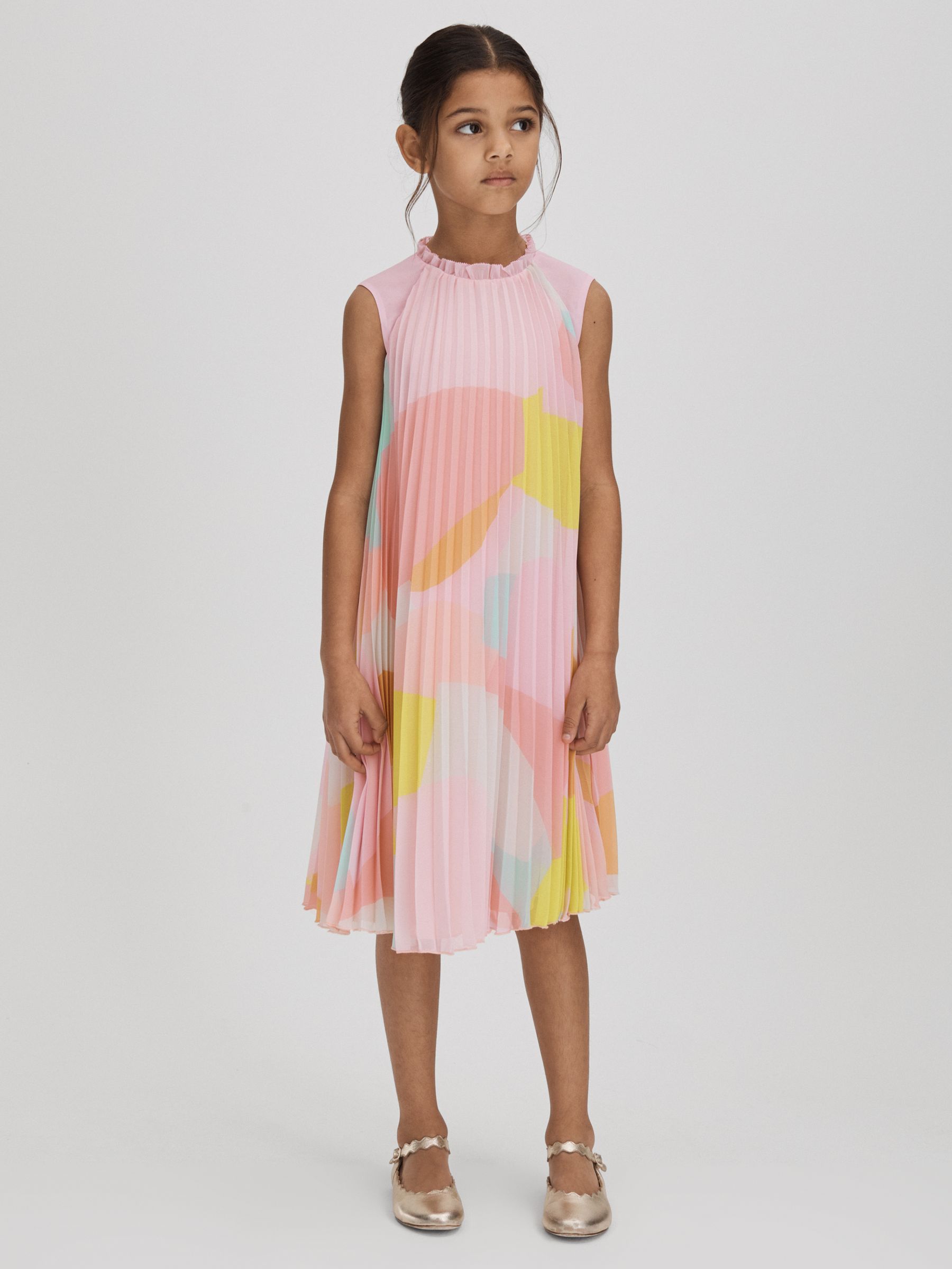 Senior Pleated Ruffle Dress in Multi - Image 1 of 7