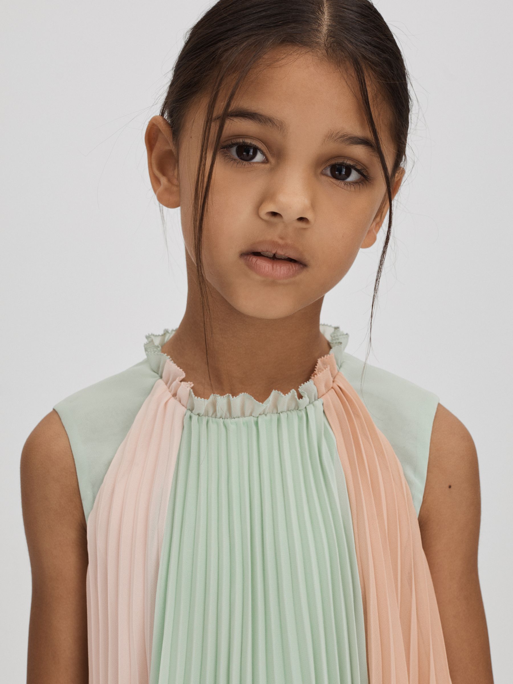 4-9 yrs Pleated Ruffle Dress in Pink - Image 4 of 6