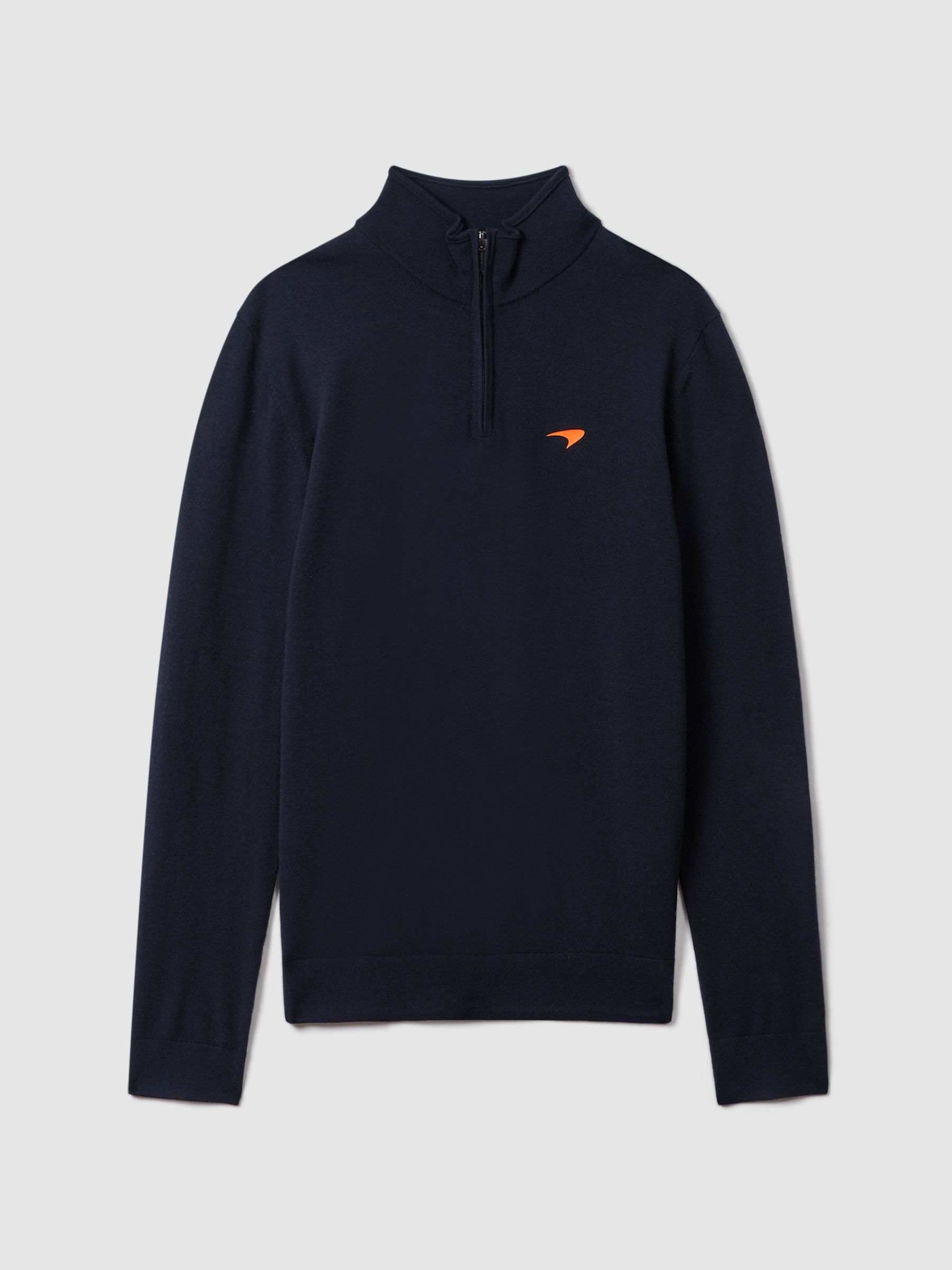 McLaren F1 Merino Half-Zip Funnel Neck Jumper in Navy - Image 2 of 7