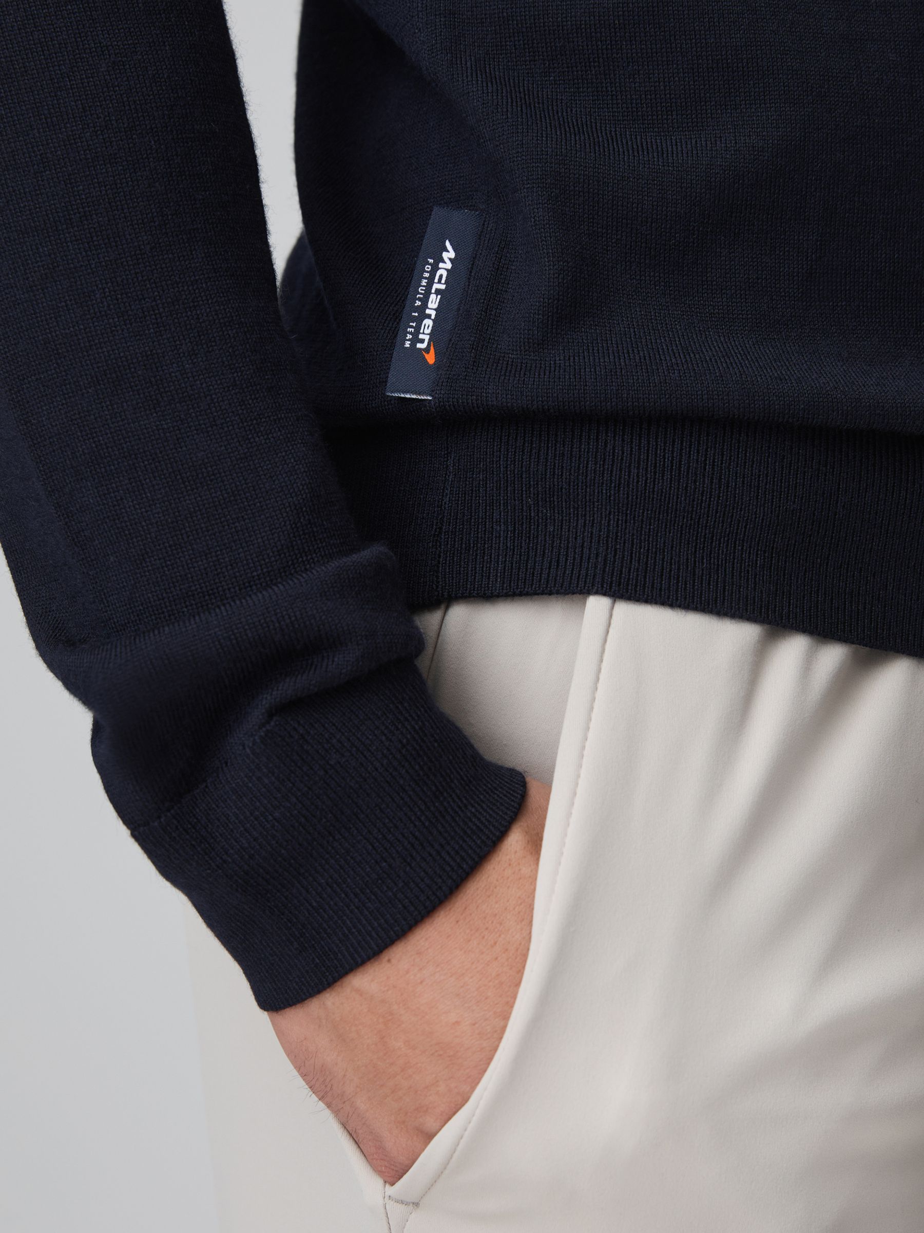 McLaren F1 Merino Half-Zip Funnel Neck Jumper in Navy - Image 6 of 7