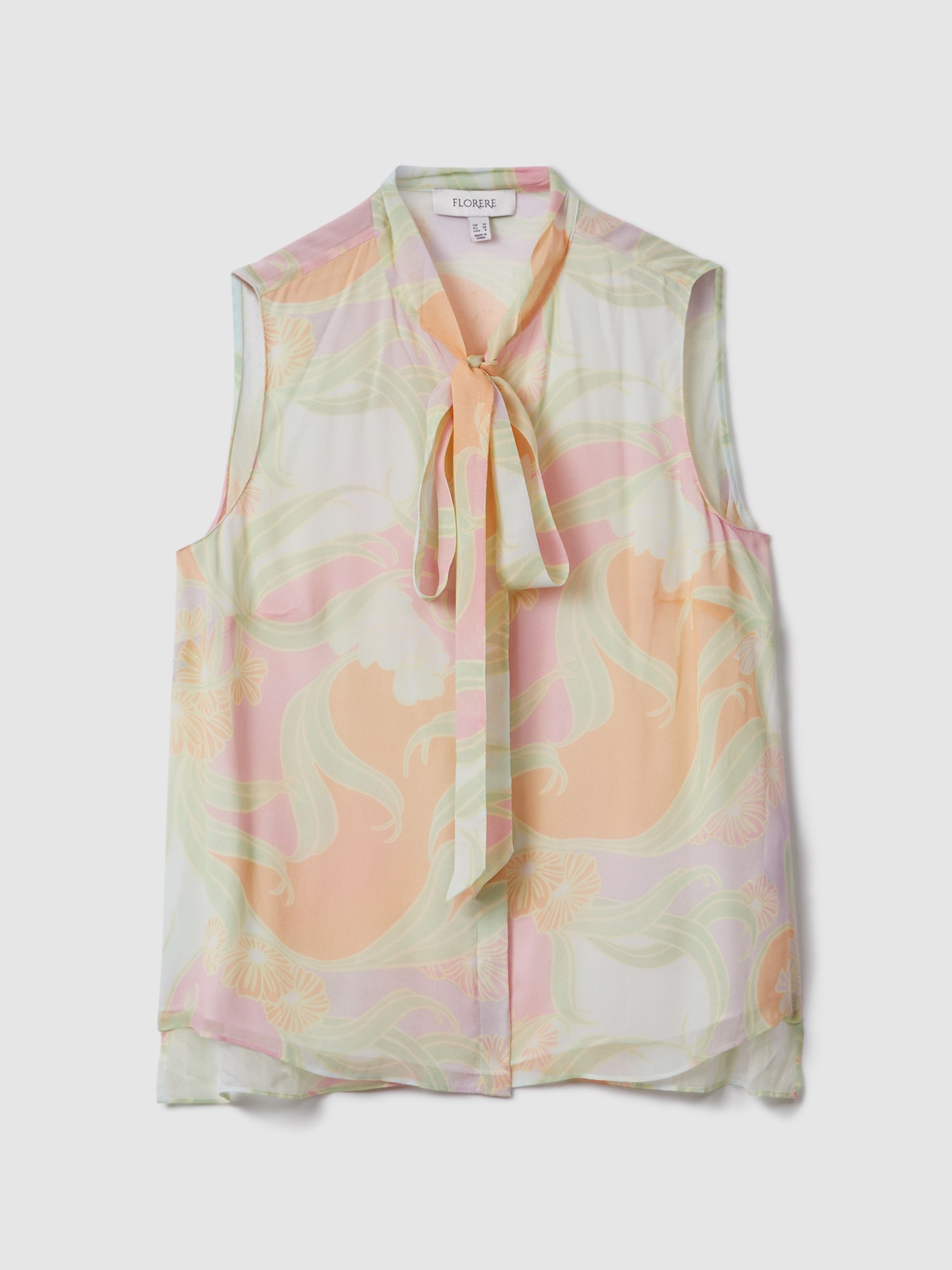 Florere Printed Tie Neck Top in Multi - Image 2 of 6