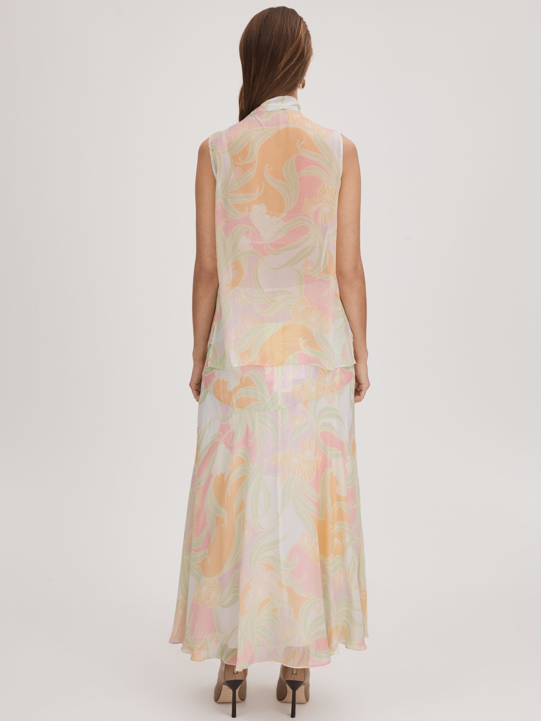 Florere Printed Tie Neck Top in Multi - Image 5 of 6