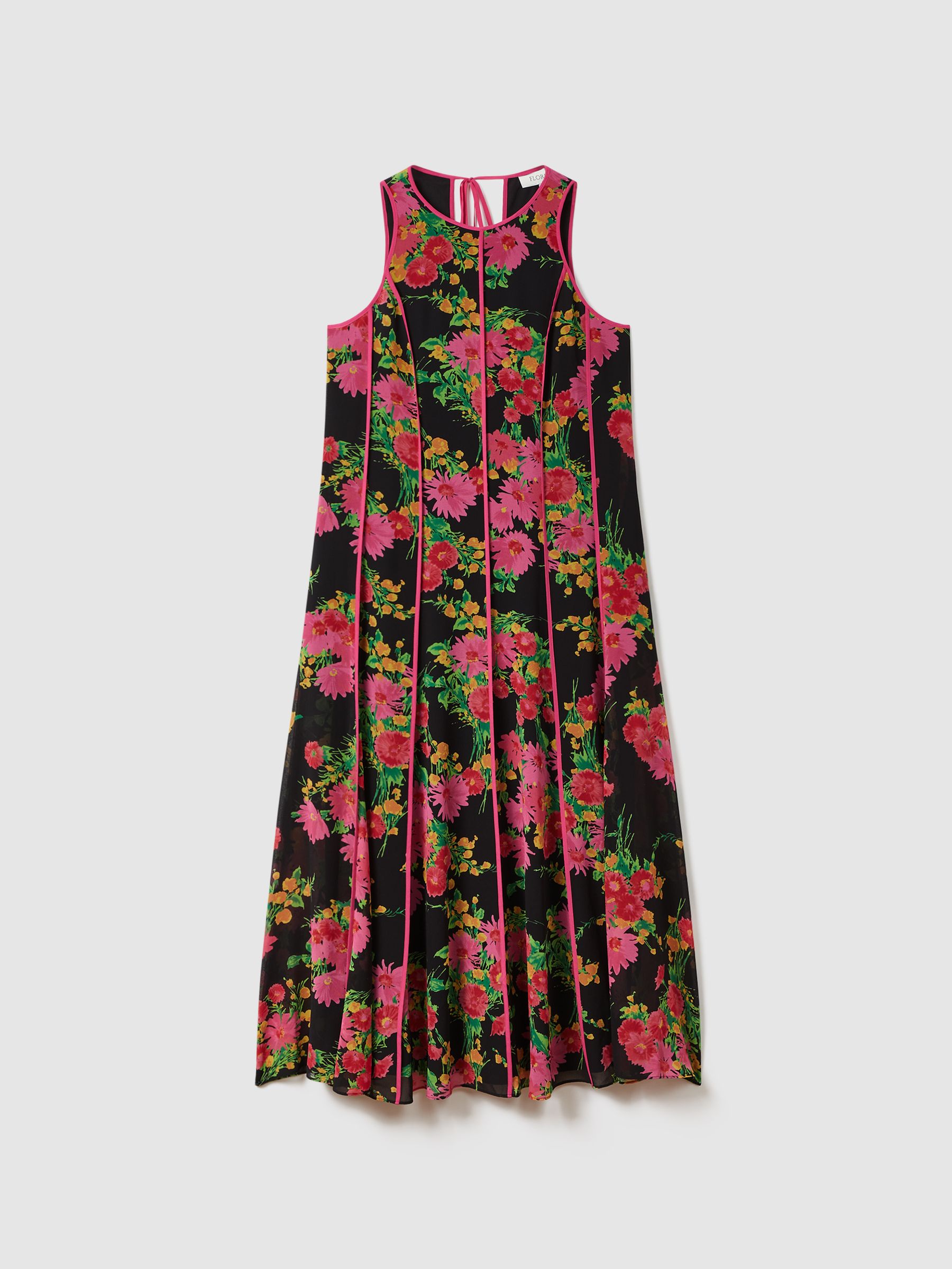 Florere Printed Panel Midi Dress in Pink/Black - Image 2 of 7