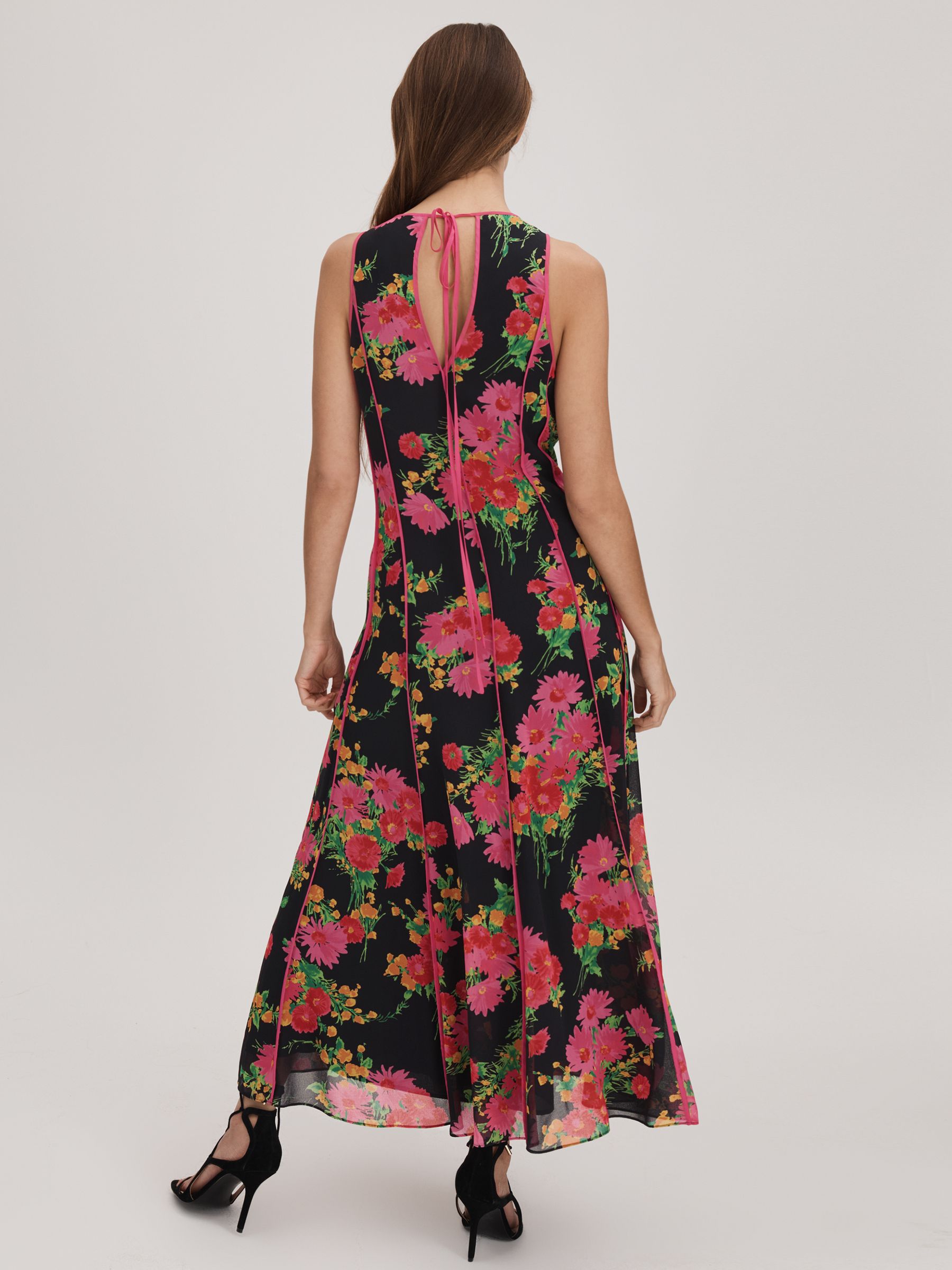 Florere Printed Panel Midi Dress in Pink/Black - Image 5 of 7
