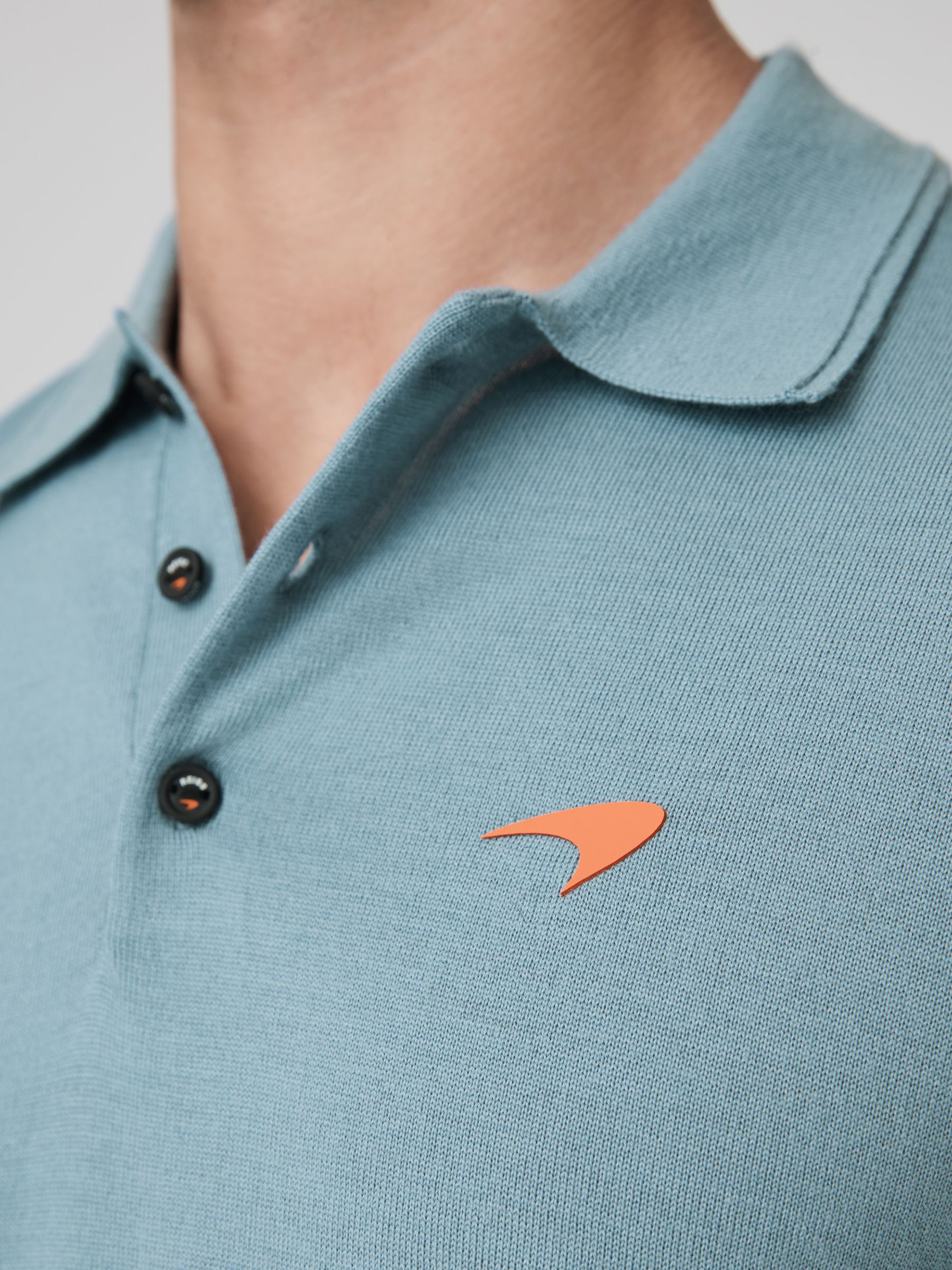 McLaren F1 Merino Wool Polo Shirt in Soft Blue - Image 4 of 7
