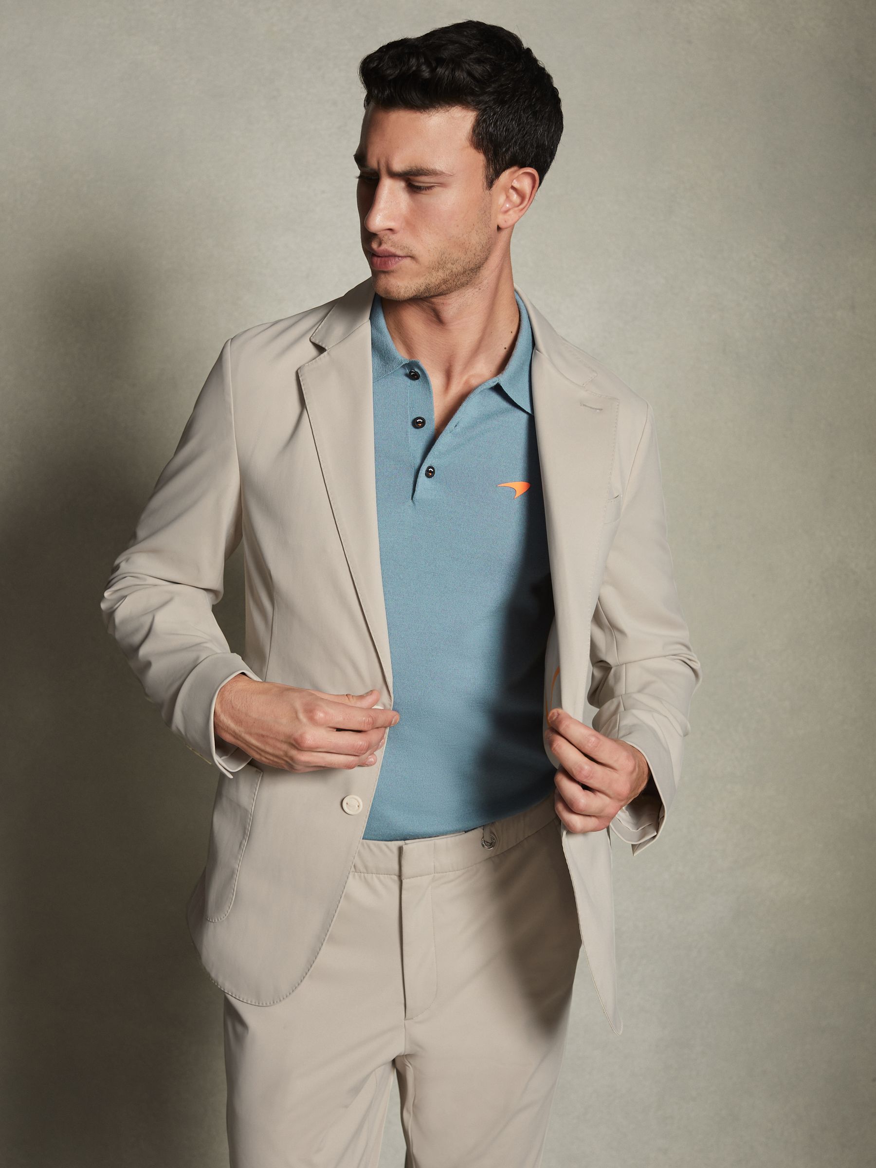 McLaren F1 Merino Wool Polo Shirt in Soft Blue - Image 5 of 7
