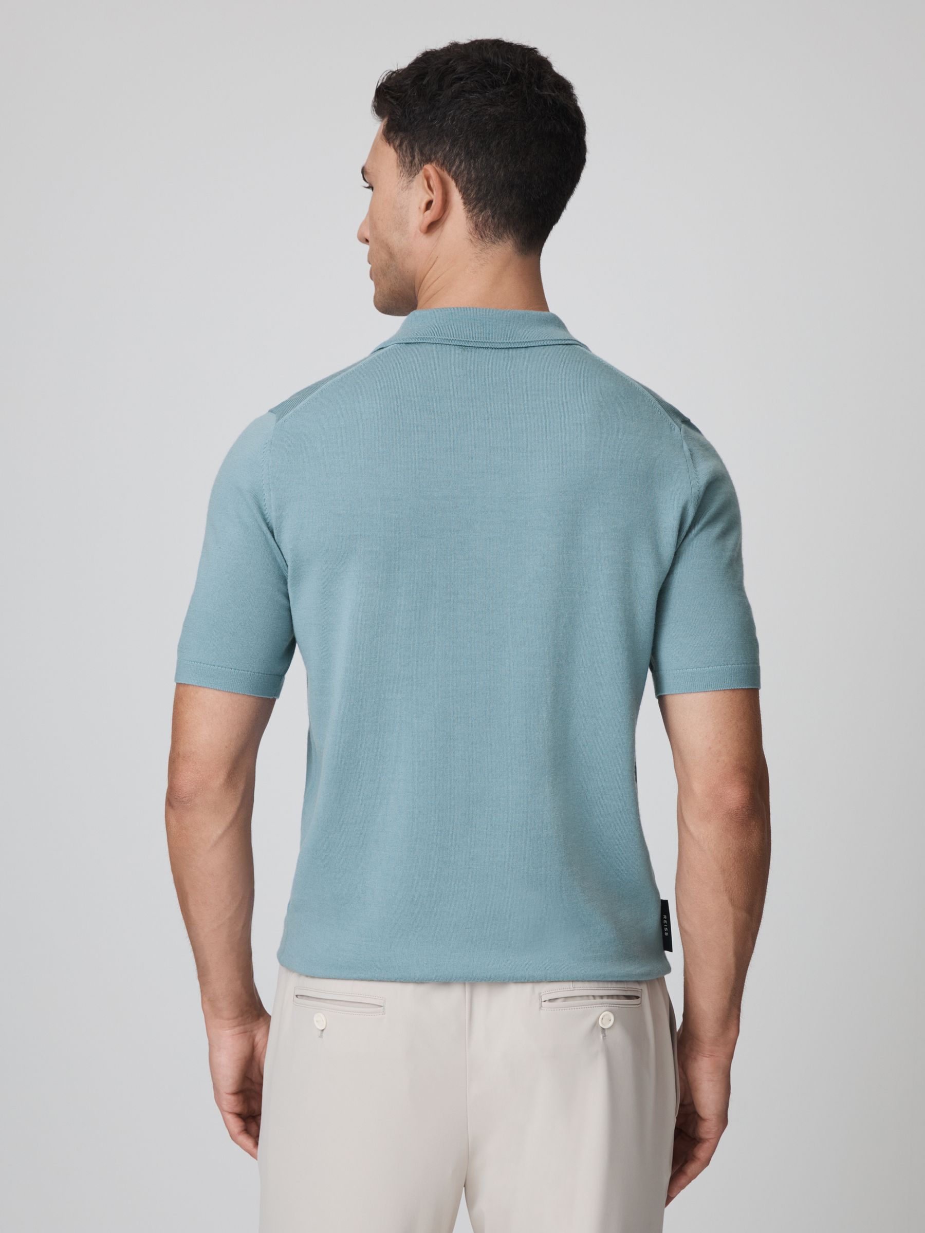 McLaren F1 Merino Wool Polo Shirt in Soft Blue - Image 6 of 7