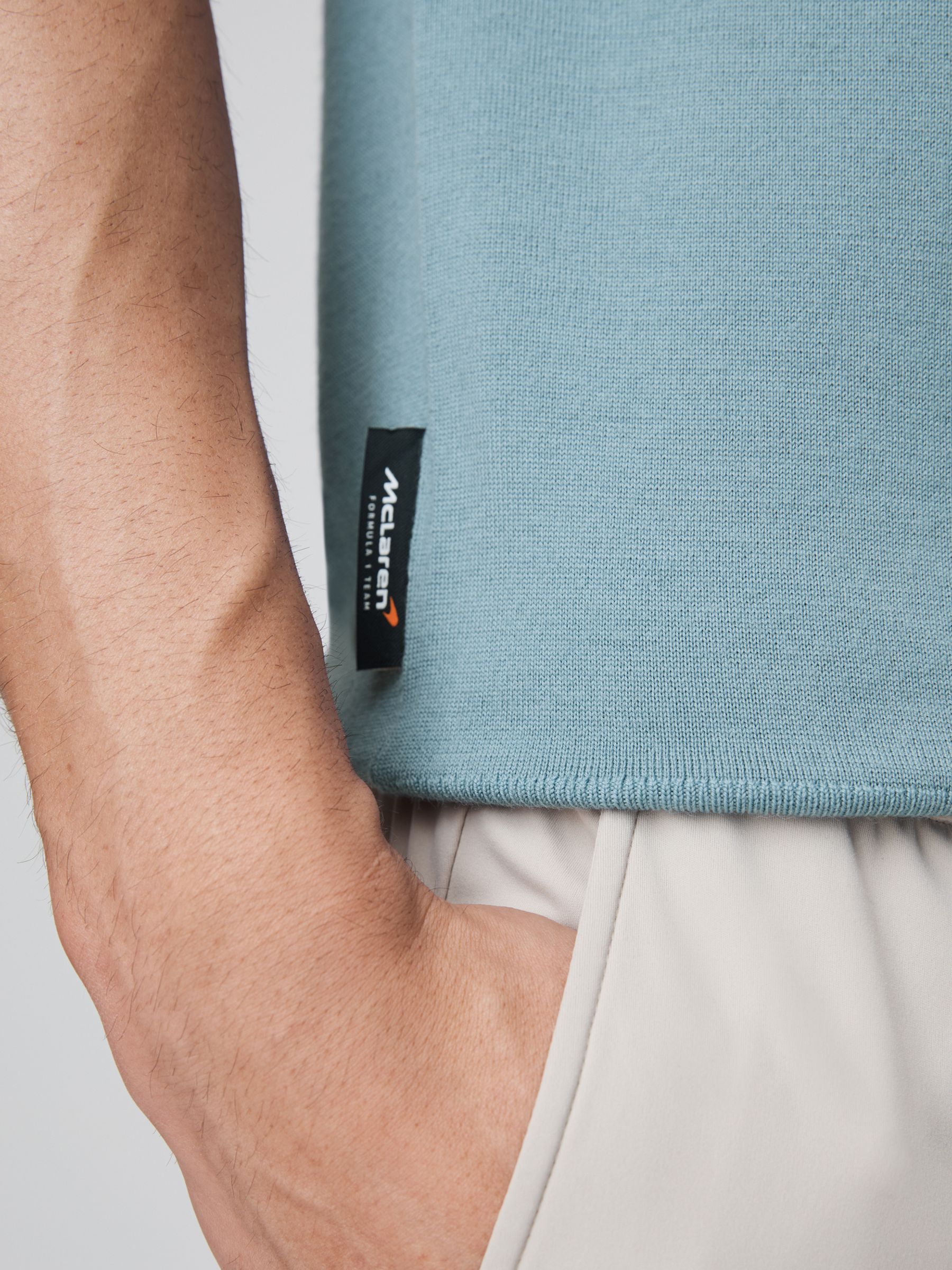 McLaren F1 Merino Wool Polo Shirt in Soft Blue - Image 7 of 7