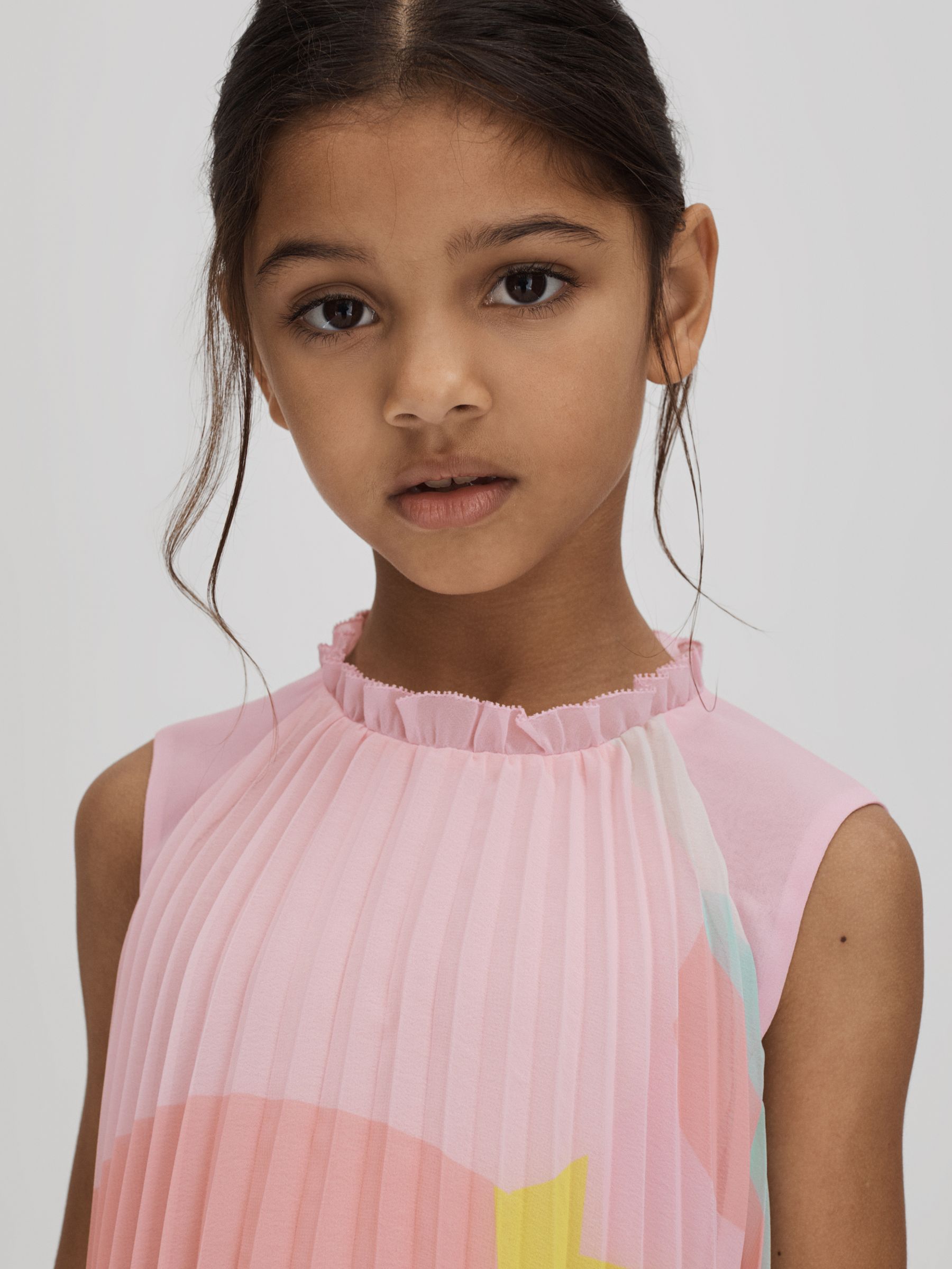 4-9 yrs Pleated Ruffle Dress in Multi - Image 6 of 7