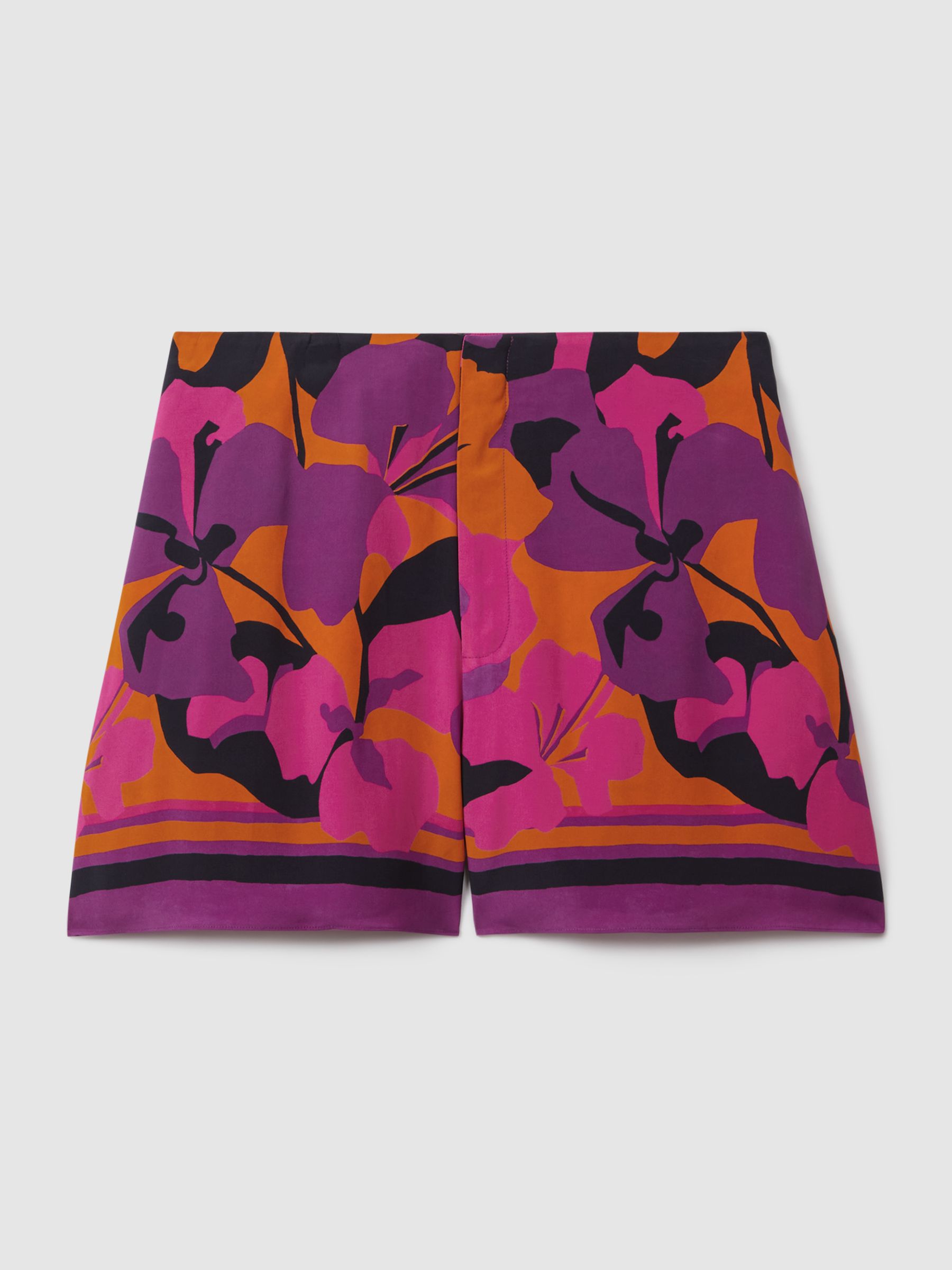 Florere Printed High Rise Shorts in Pink/Orange - Image 2 of 6