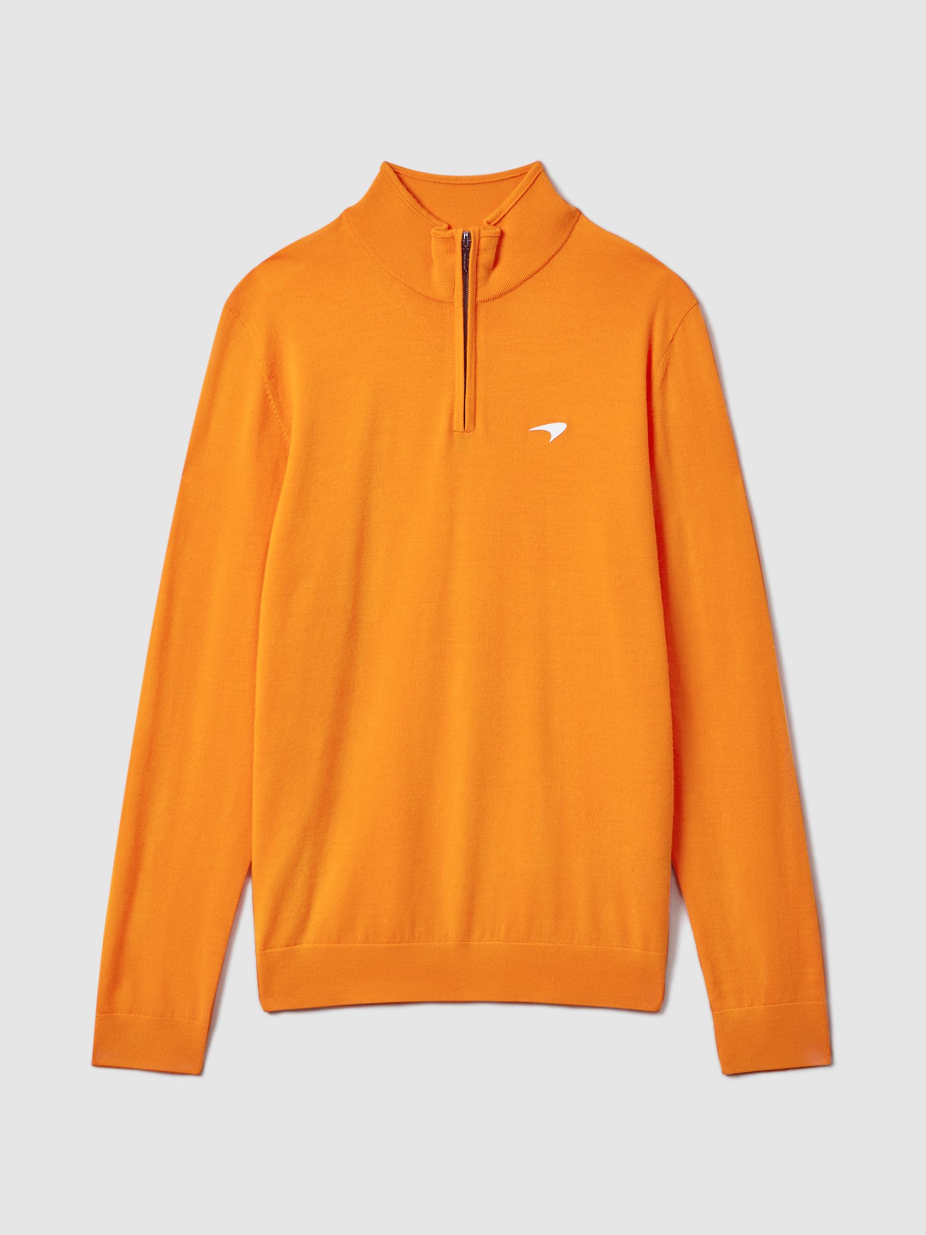 McLaren F1 Merino Half-Zip Funnel Neck Jumper in Papaya - Image 2 of 7