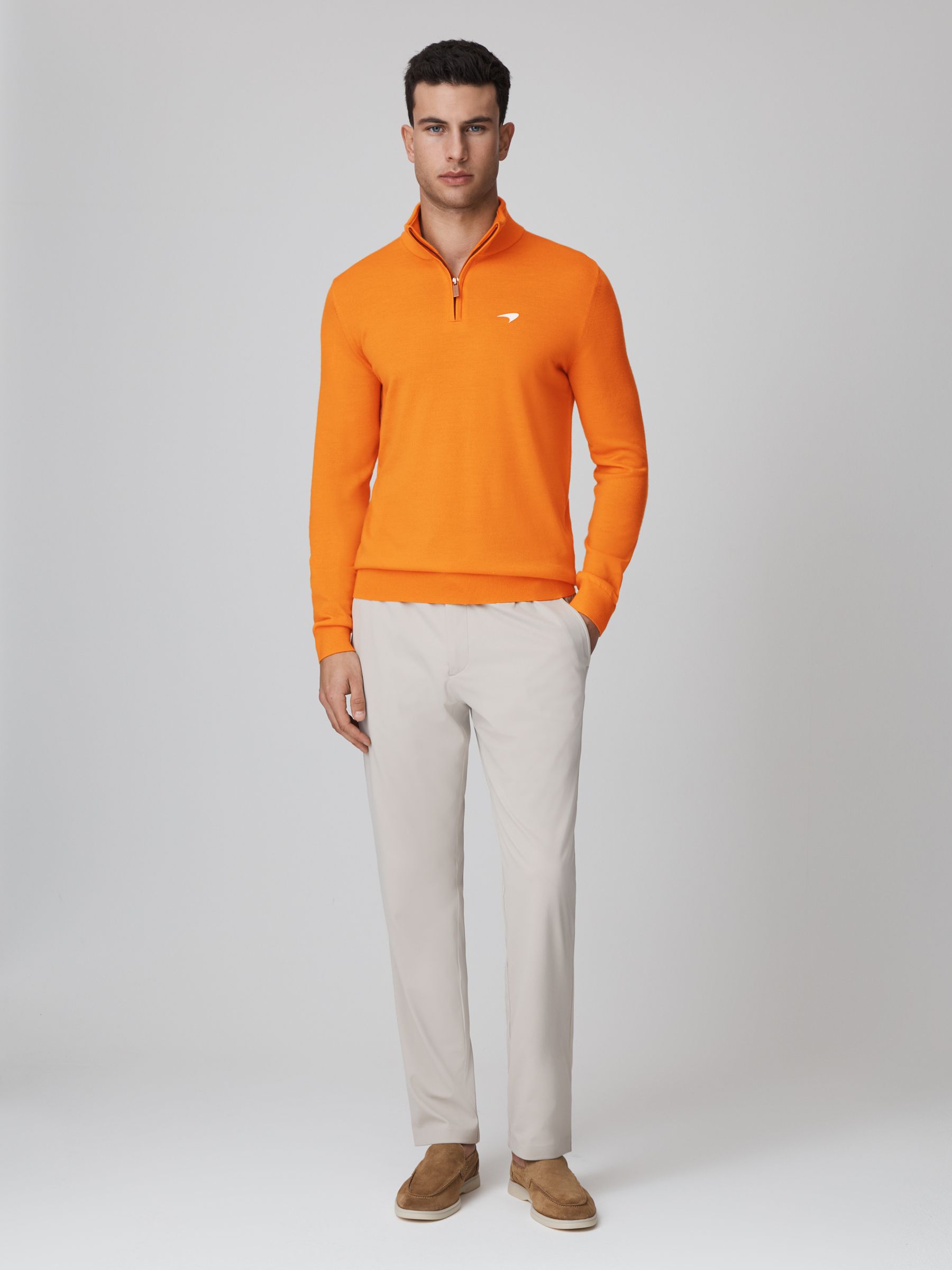 McLaren F1 Merino Half-Zip Funnel Neck Jumper in Papaya - Image 3 of 7