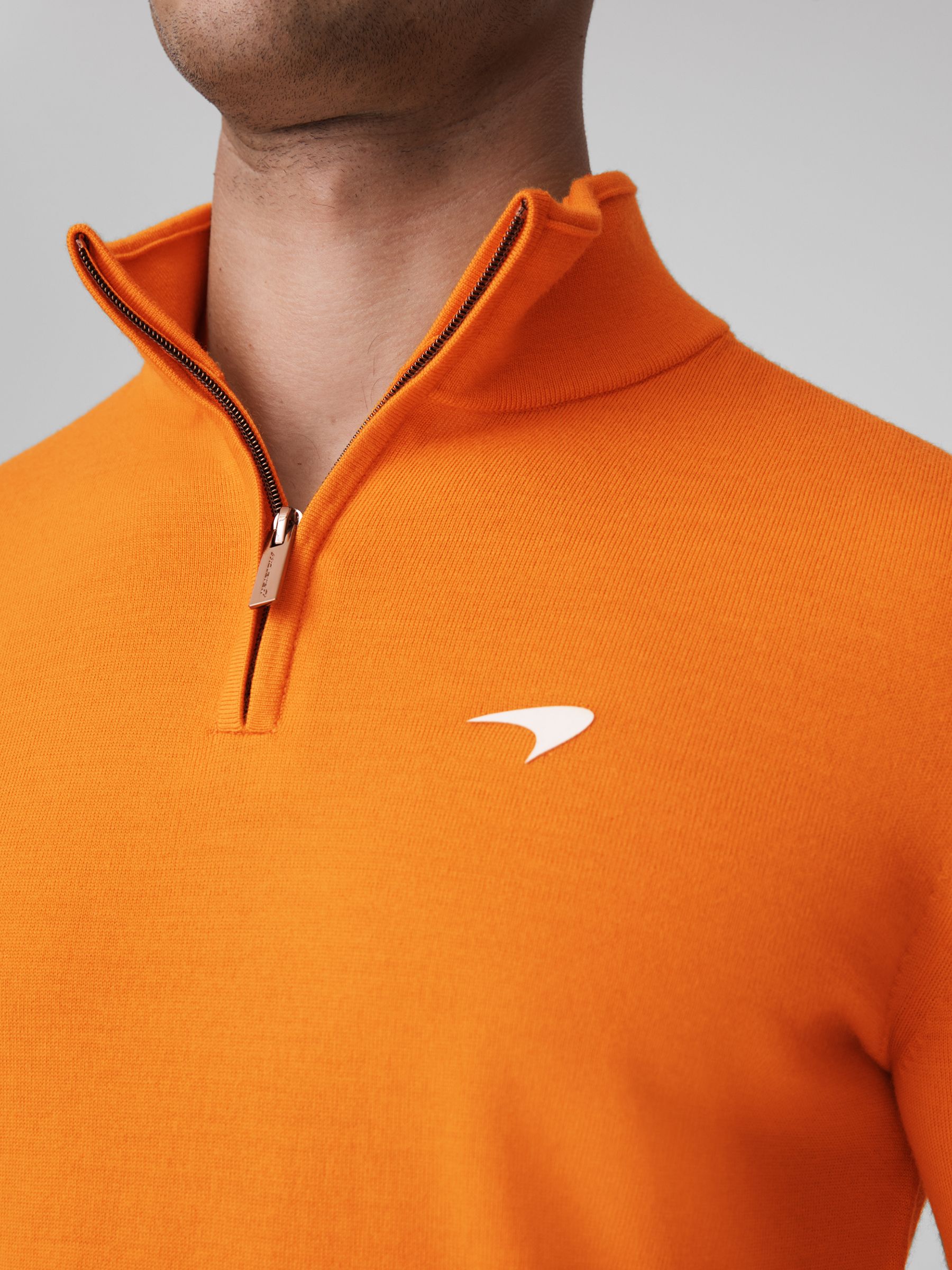 McLaren F1 Merino Half-Zip Funnel Neck Jumper in Papaya - Image 4 of 7