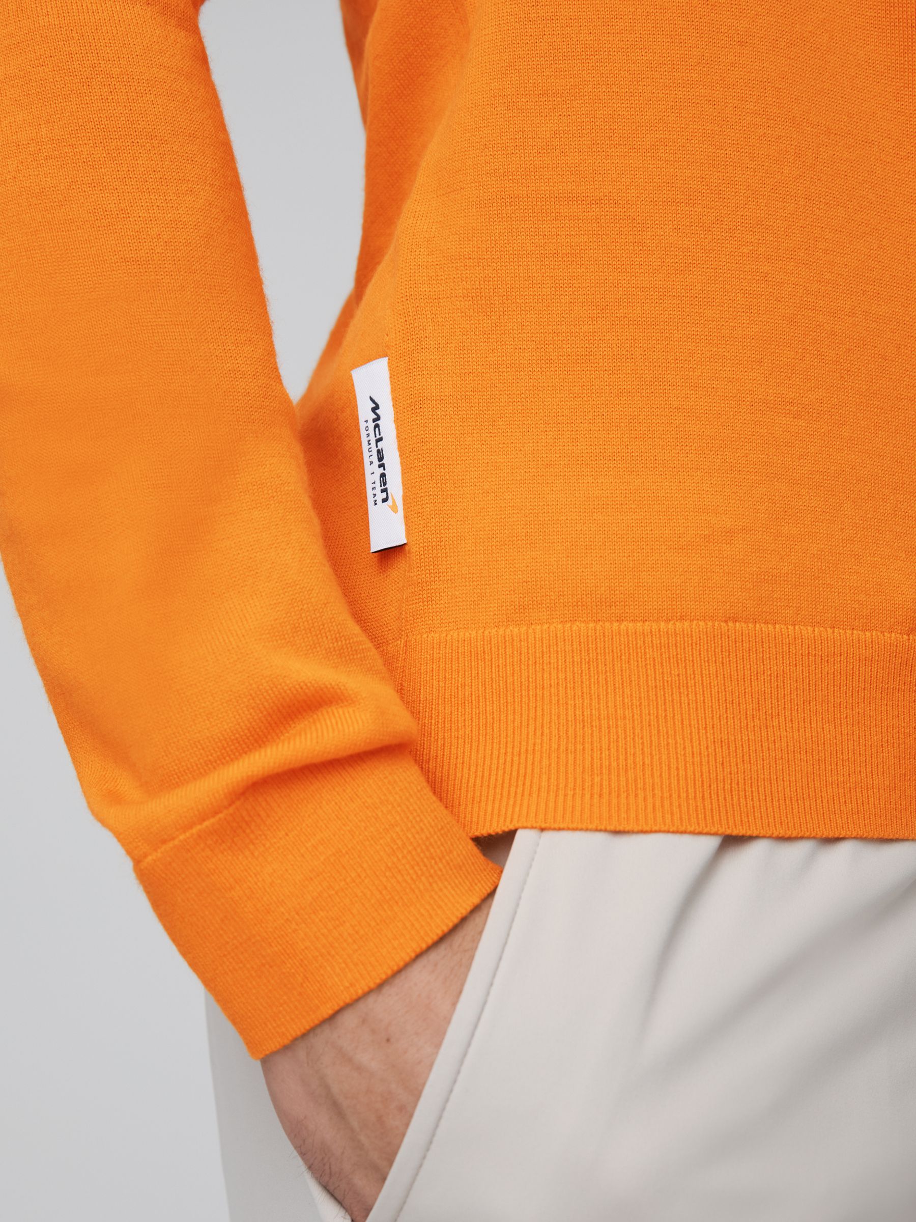 McLaren F1 Merino Half-Zip Funnel Neck Jumper in Papaya - Image 6 of 7