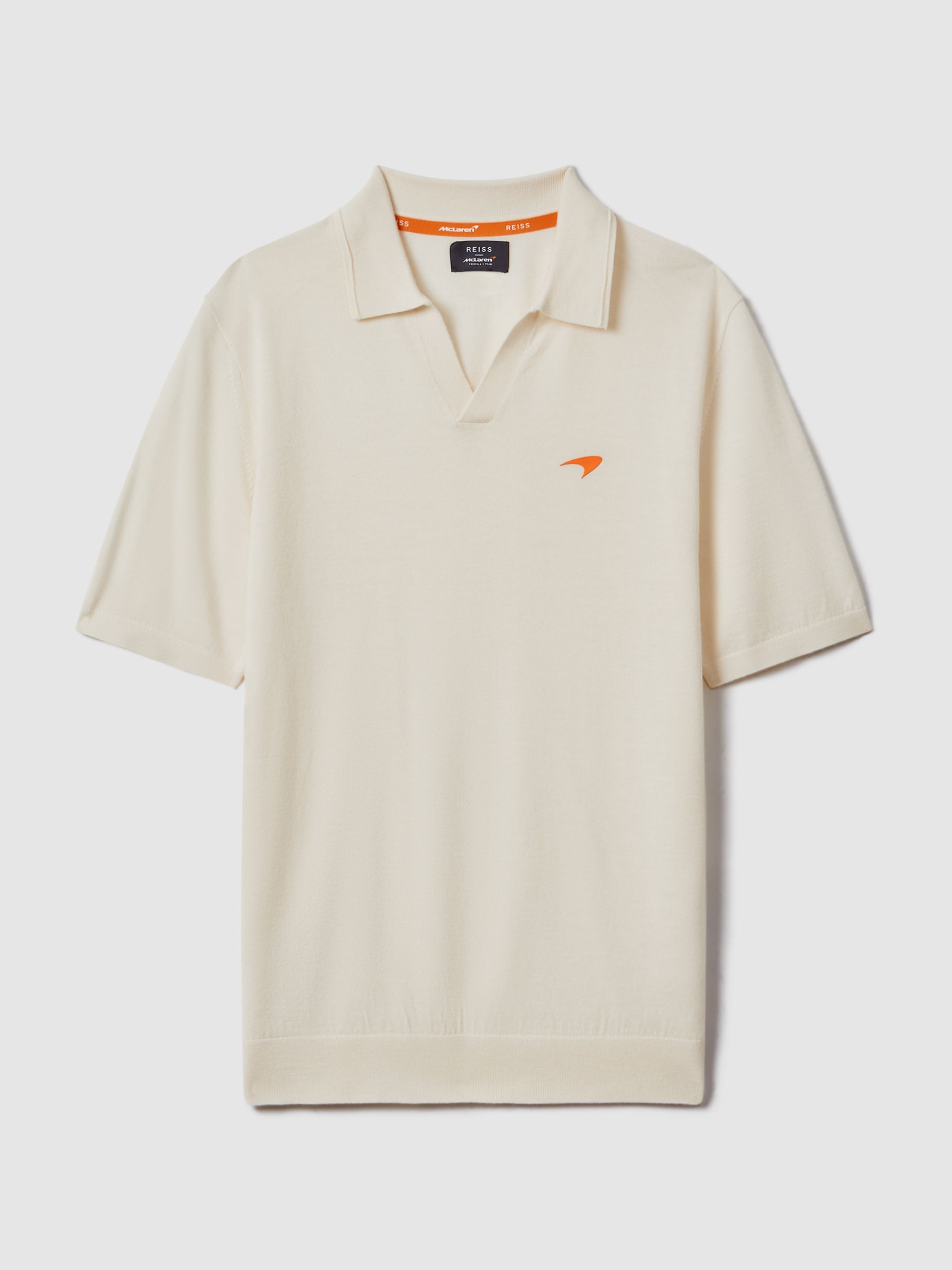 McLaren F1 Merino Wool Open Collar Polo Shirt in Bianco - Image 2 of 6