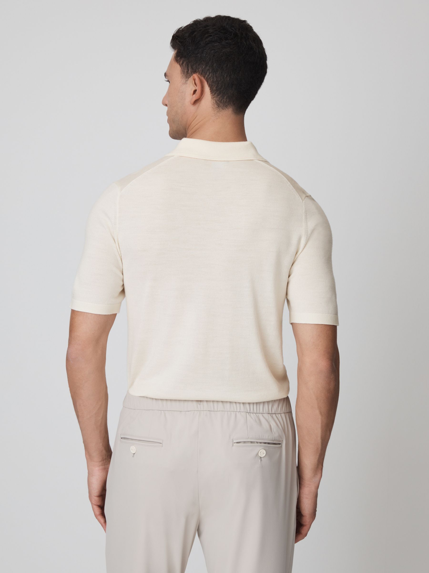 McLaren F1 Merino Wool Open Collar Polo Shirt in Bianco - Image 5 of 6