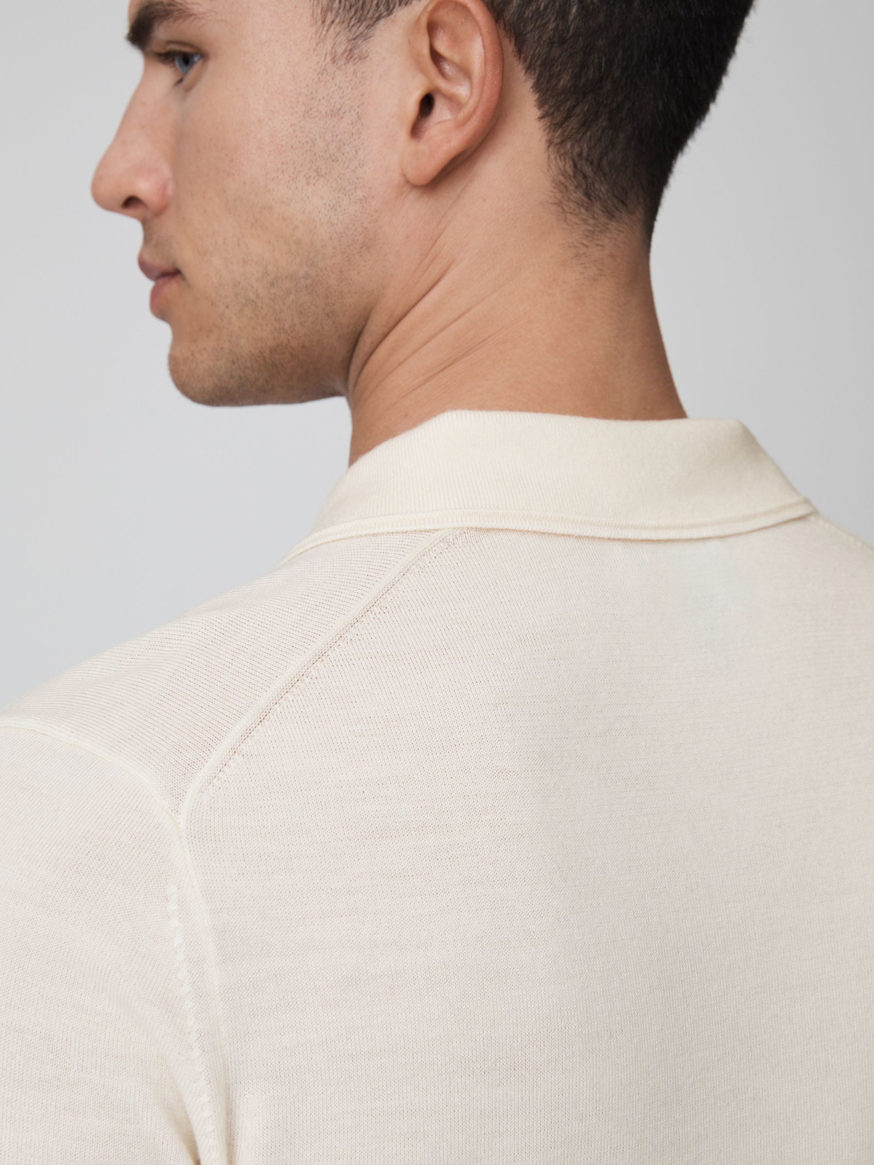 McLaren F1 Merino Wool Open Collar Polo Shirt in Bianco - Image 6 of 6