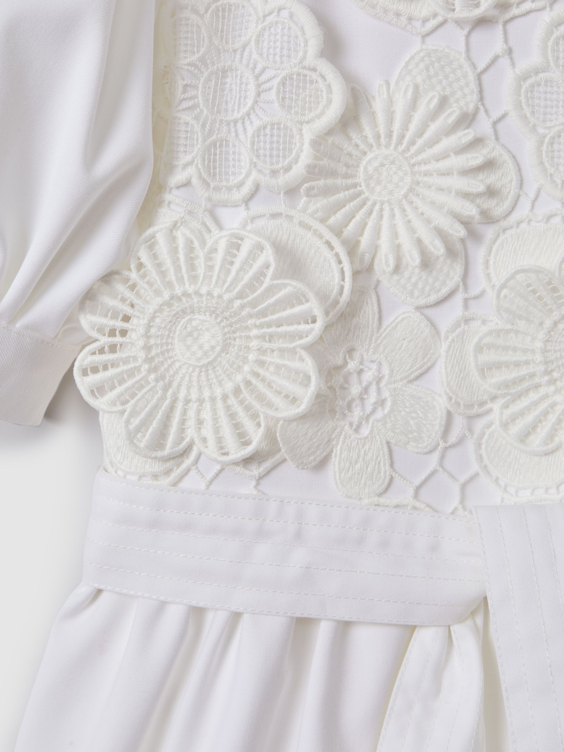 9-13 yrs Embroidered Puff Sleeve Dress in Ivory - Image 6 of 6