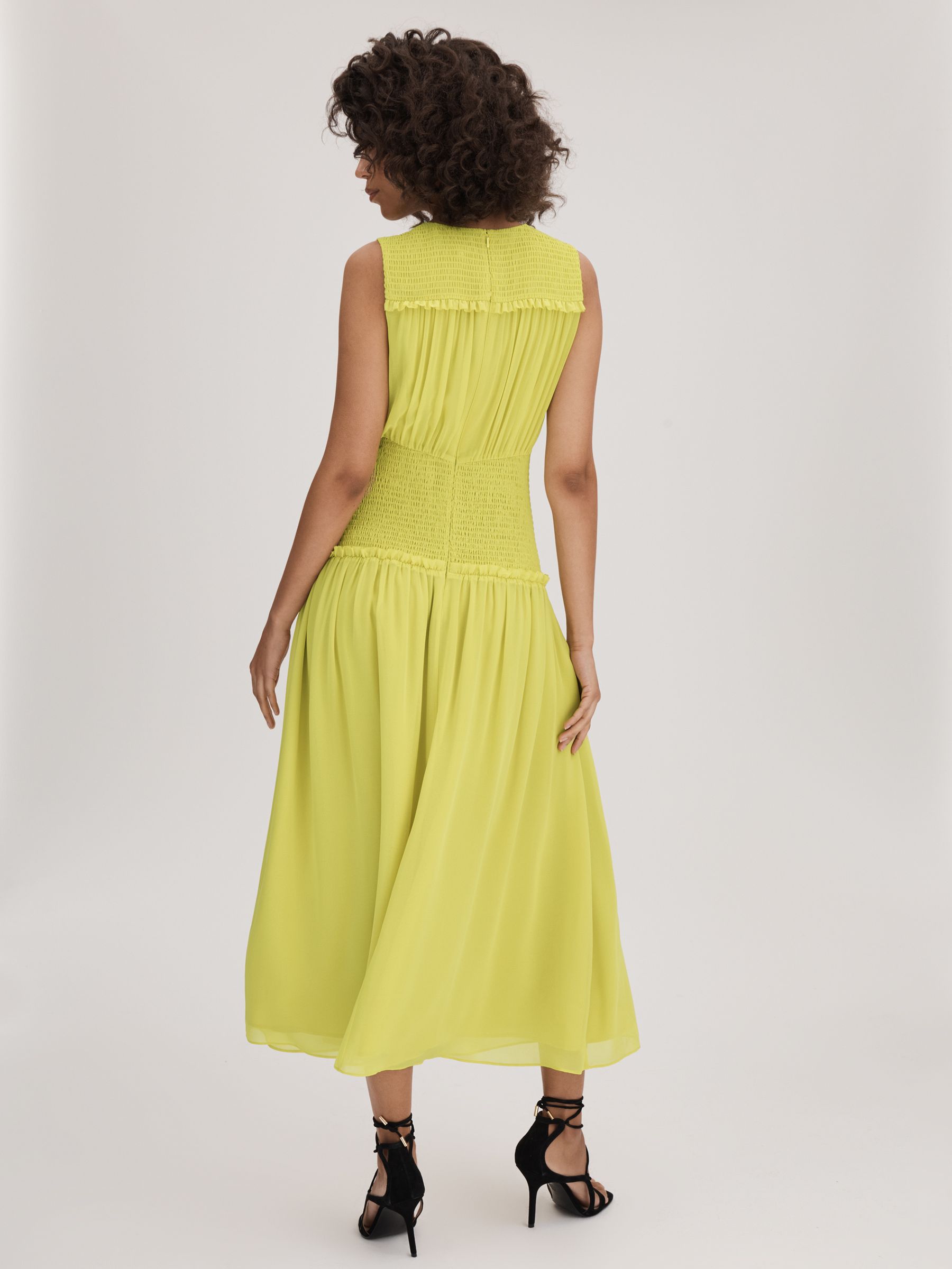 Florere Smocked Waist Midi Dress in Lime - Image 5 of 6