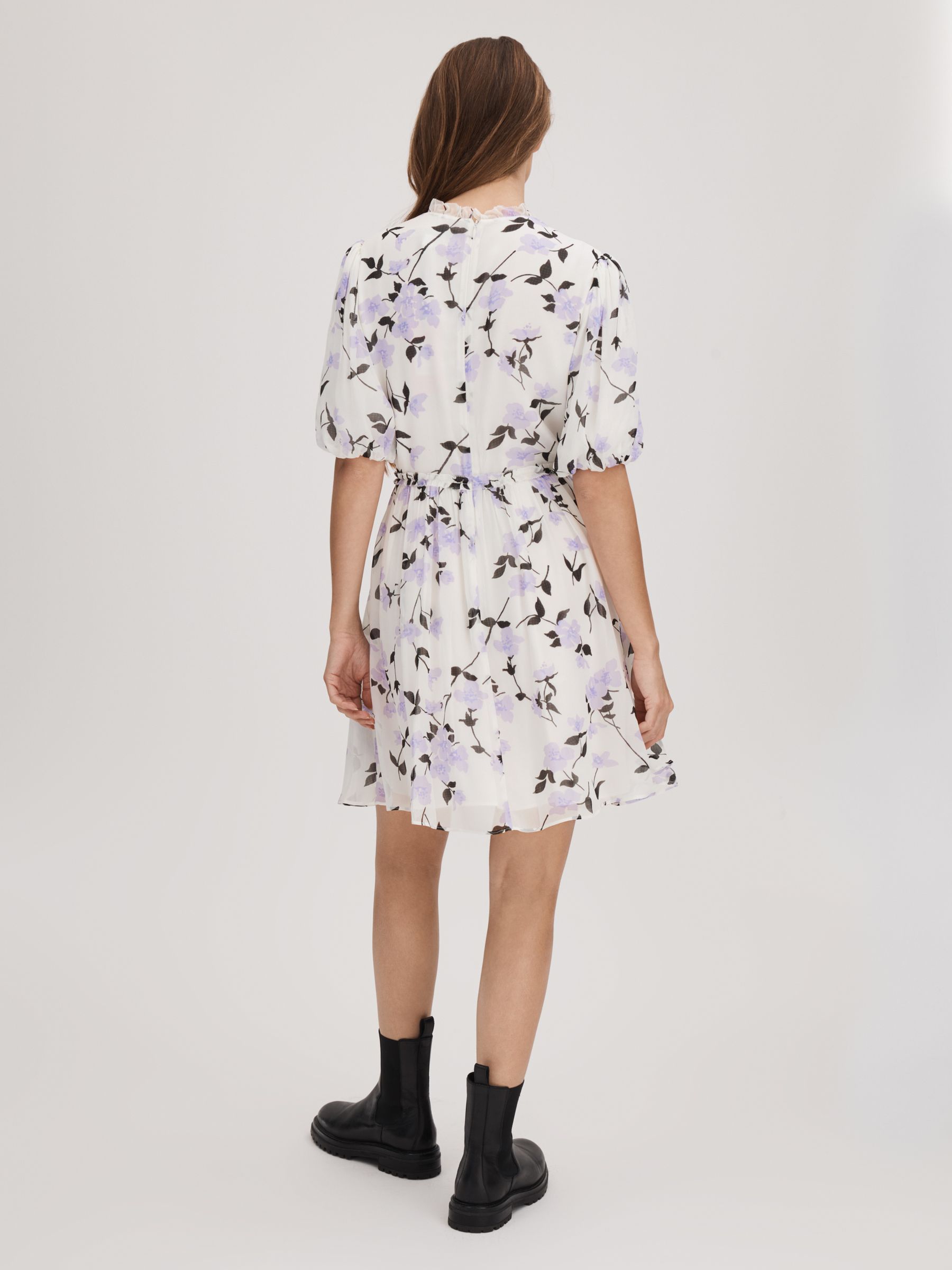 Florere Printed Puff Sleeve Mini Dress in Lilac - Image 4 of 6