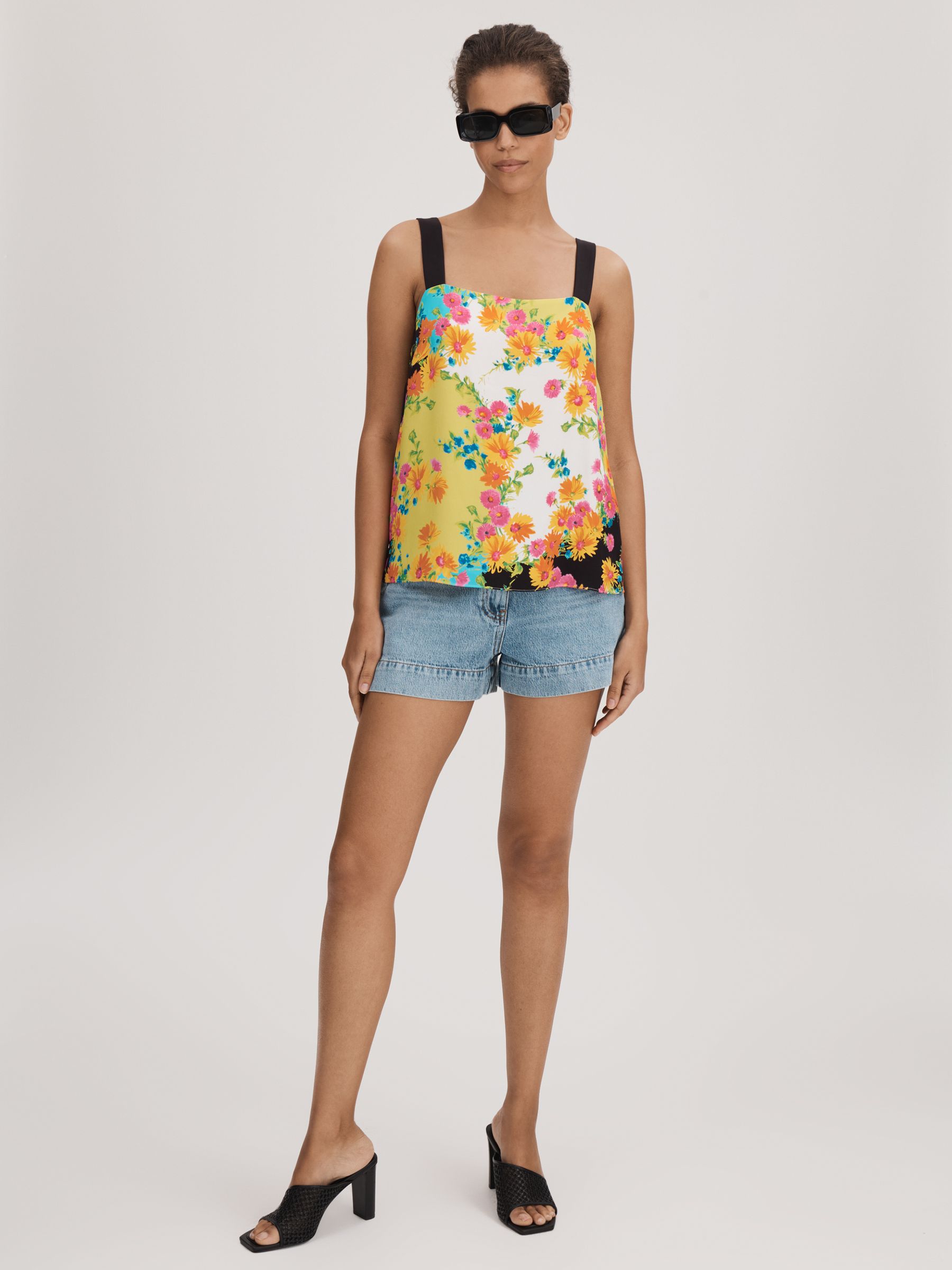 Florere Printed Square Neck Cami in Multi - Image 3 of 6