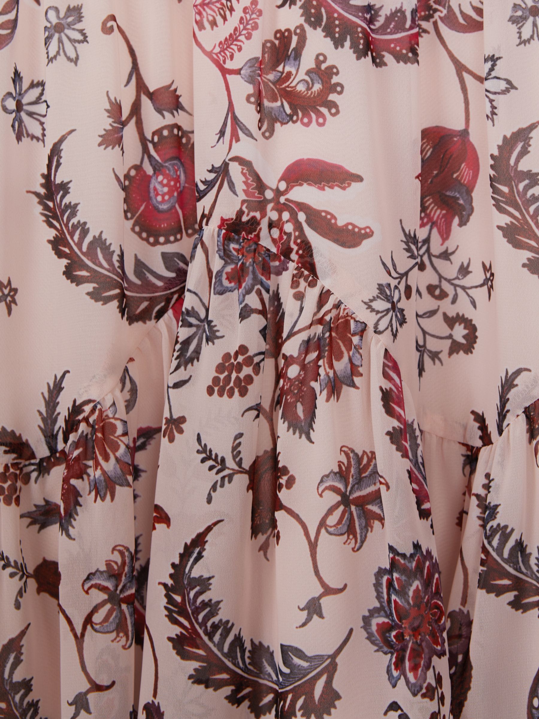 9-13 yrs Printed Bell Sleeve Tiered Dress in Pink - Image 6 of 6