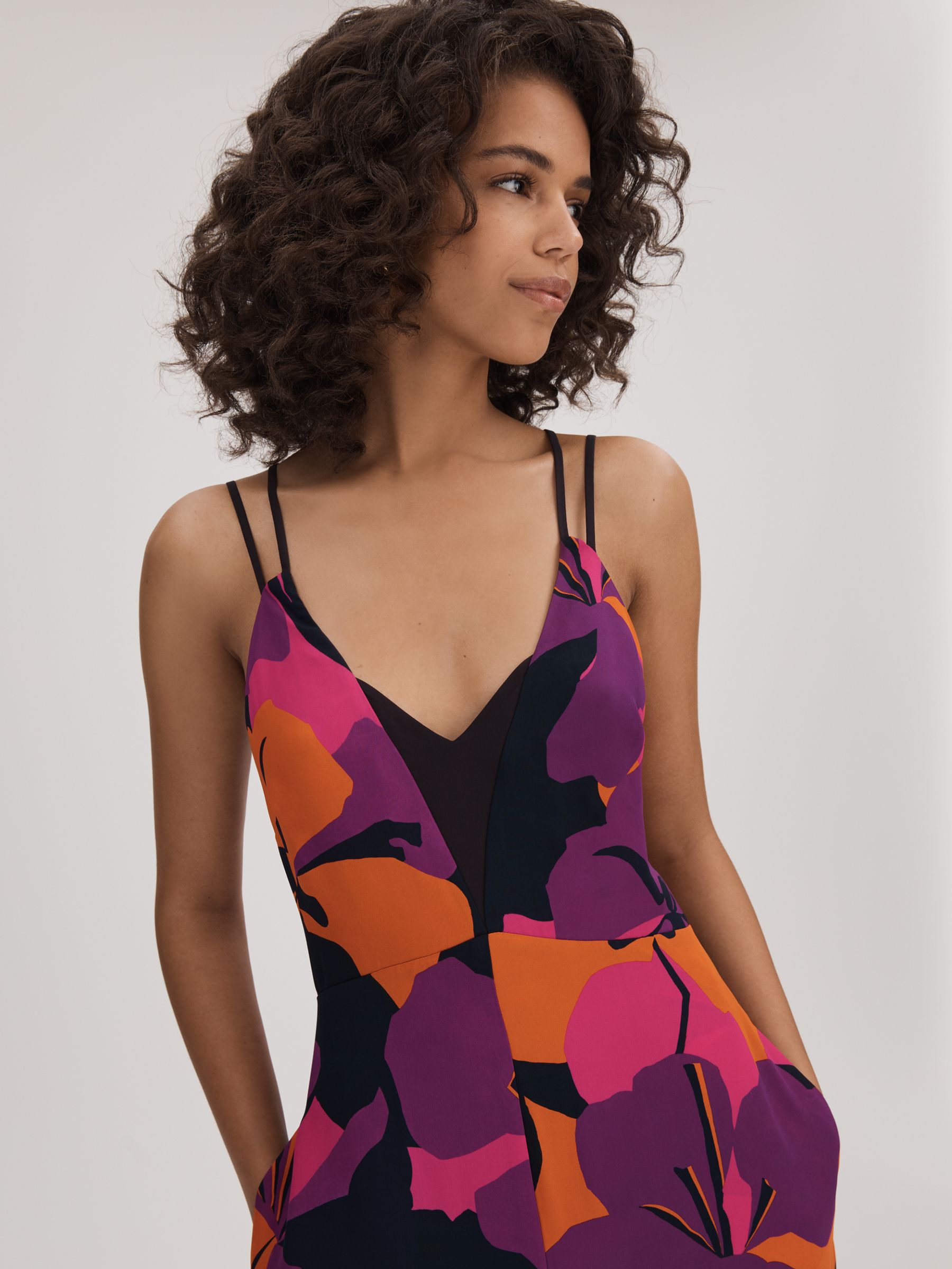 Florere Printed Wide Leg Jumpsuit in Pink/Orange - Image 3 of 6
