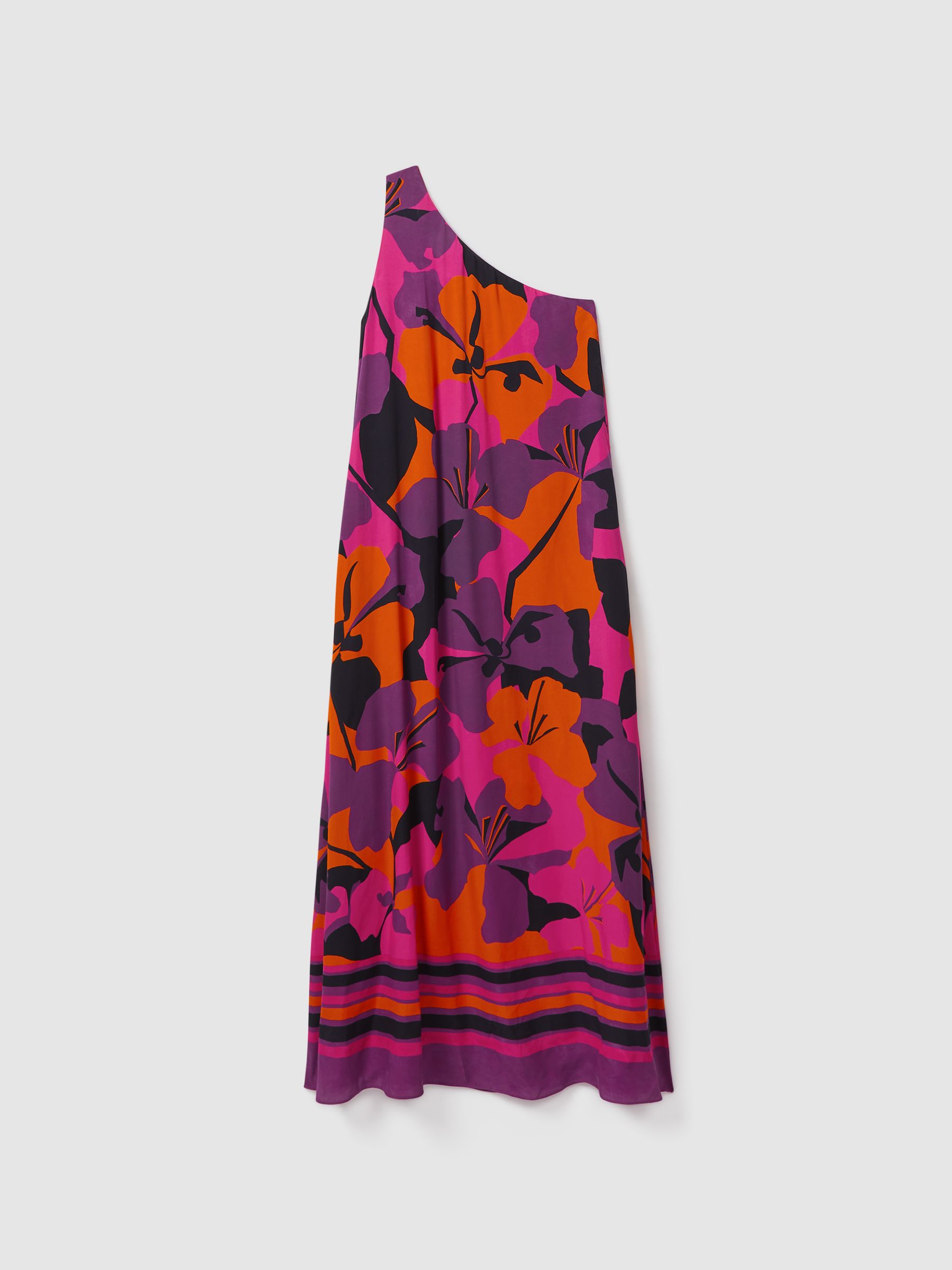 Florere Printed One-Shoulder Maxi Dress in Pink/Orange - Image 2 of 7